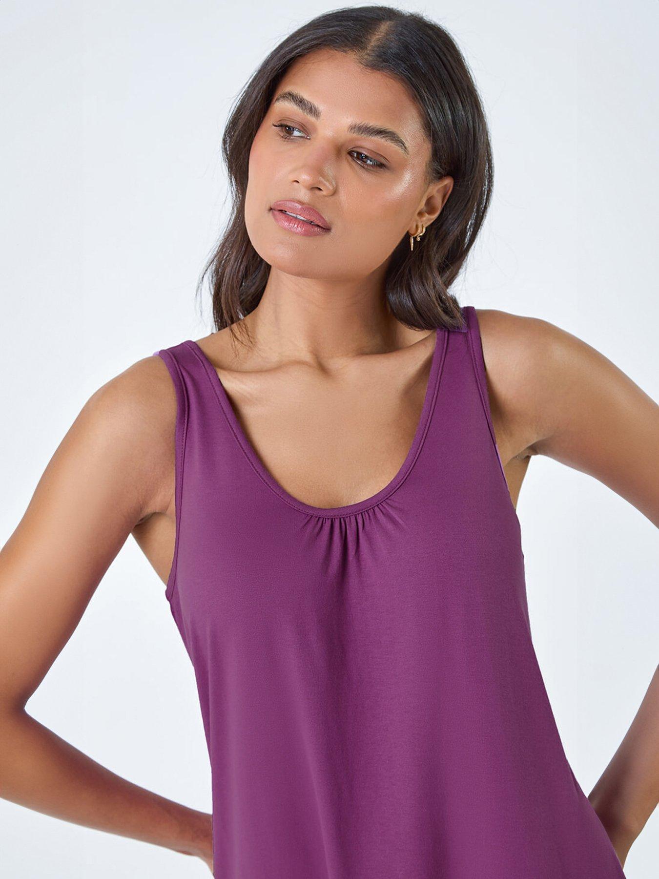  image of roman-plain-v-neck-stretch-jersey-vest-top