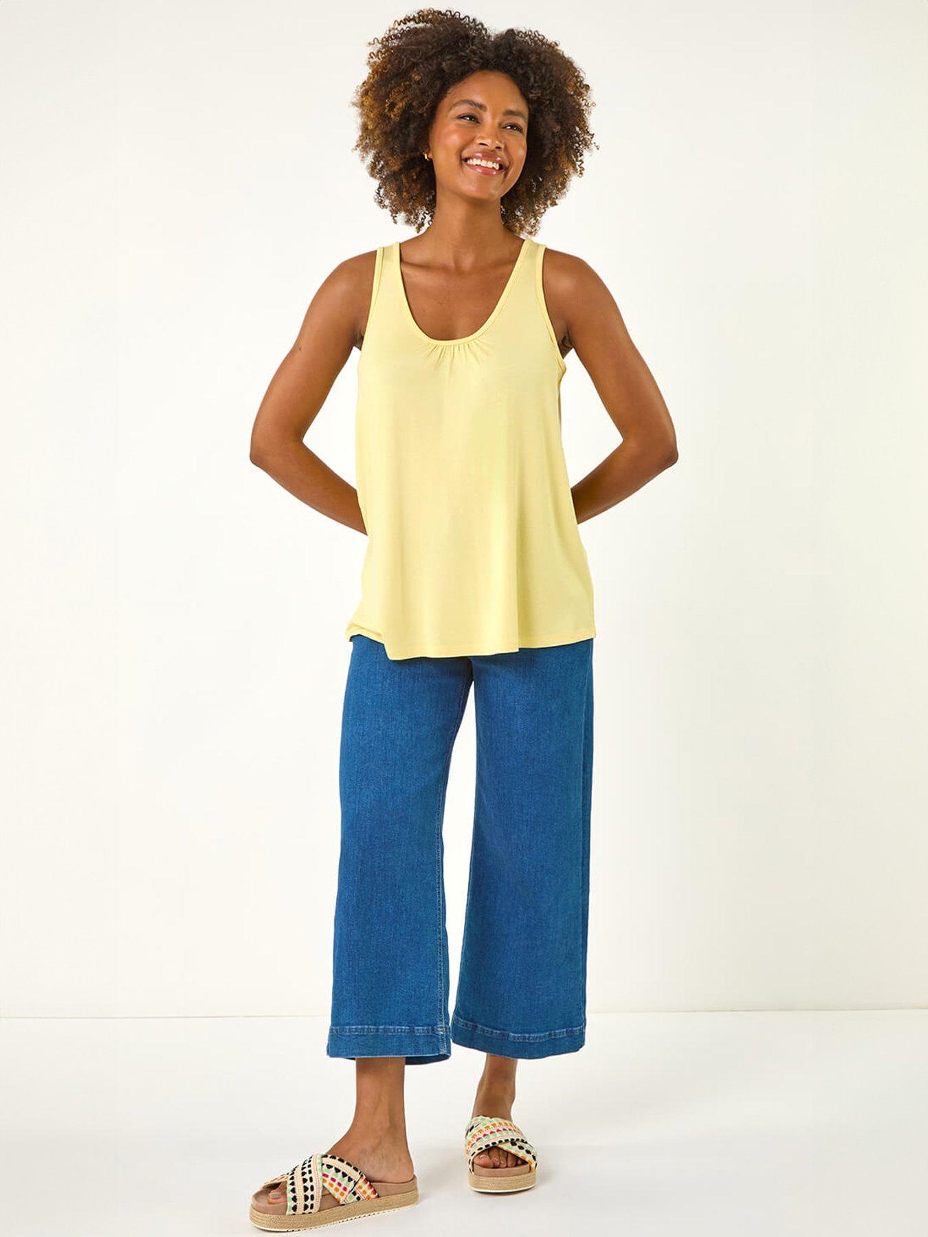 Image 3 of 5 of Roman Plain V-Neck Stretch Jersey Vest Top