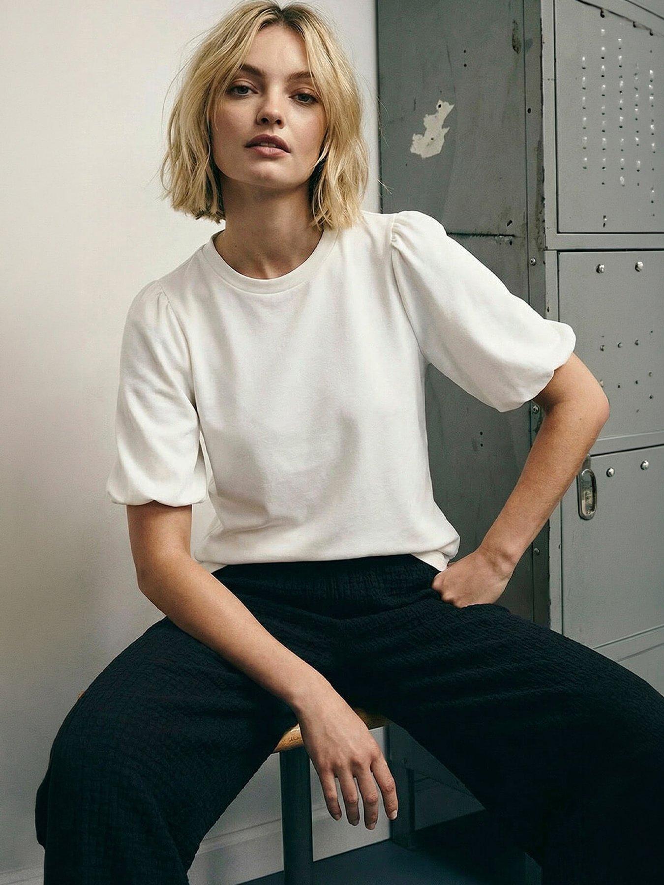 Image 1 of 5 of Roman Dusk Puff Sleeve Stretch T-Shirt