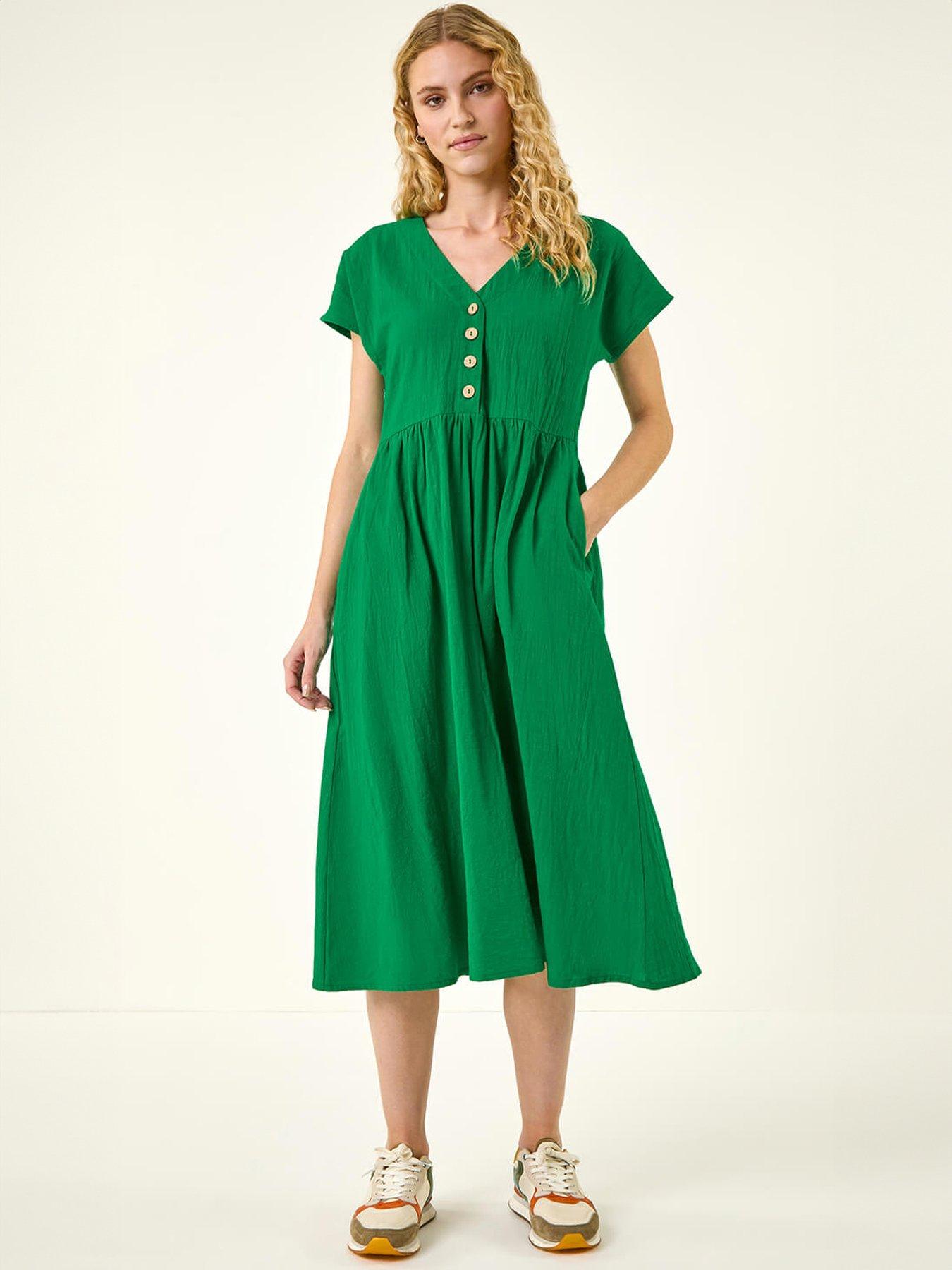  image of roman-linen-look-button-midi-dress