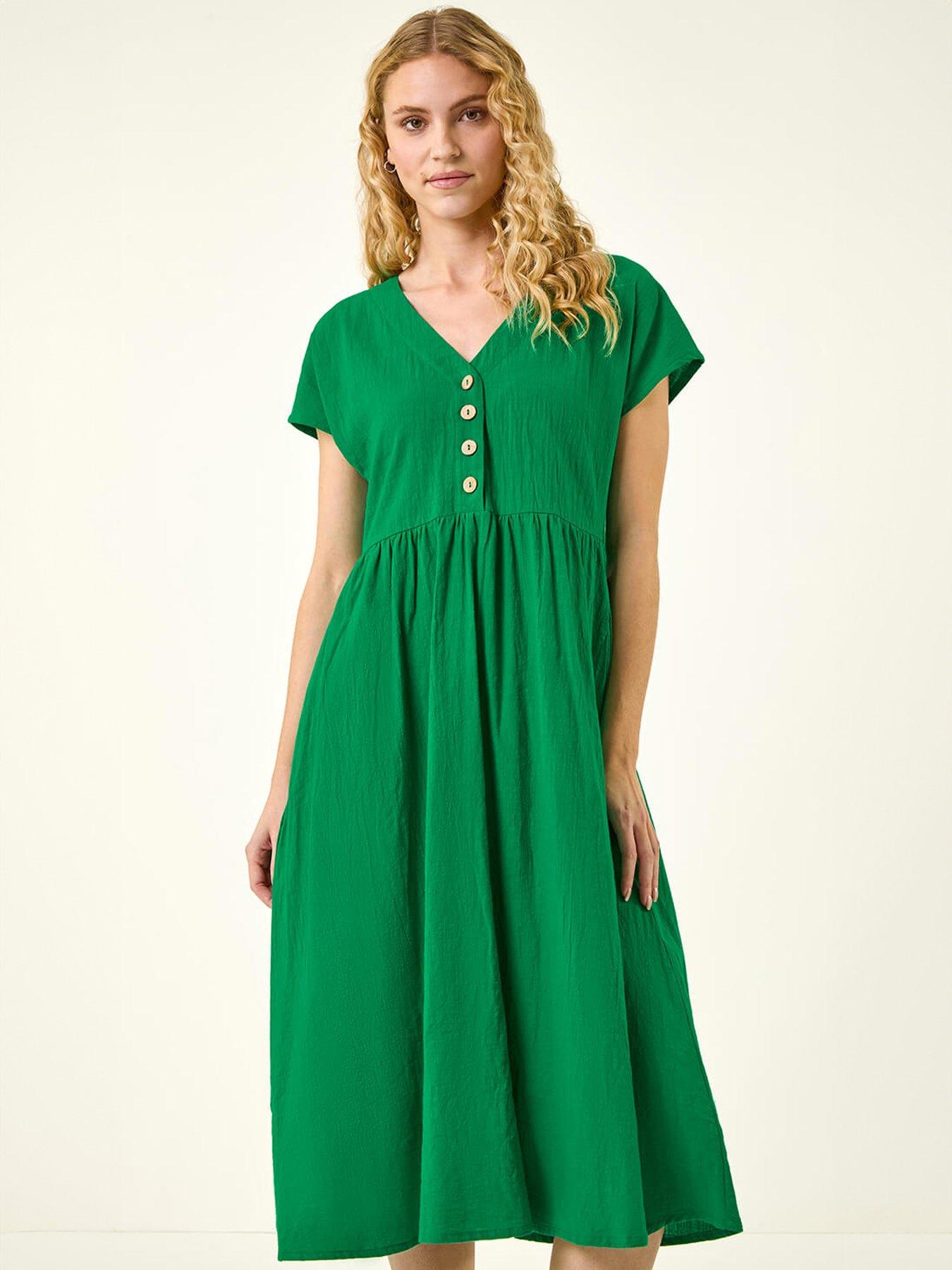  image of roman-linen-look-button-midi-dress