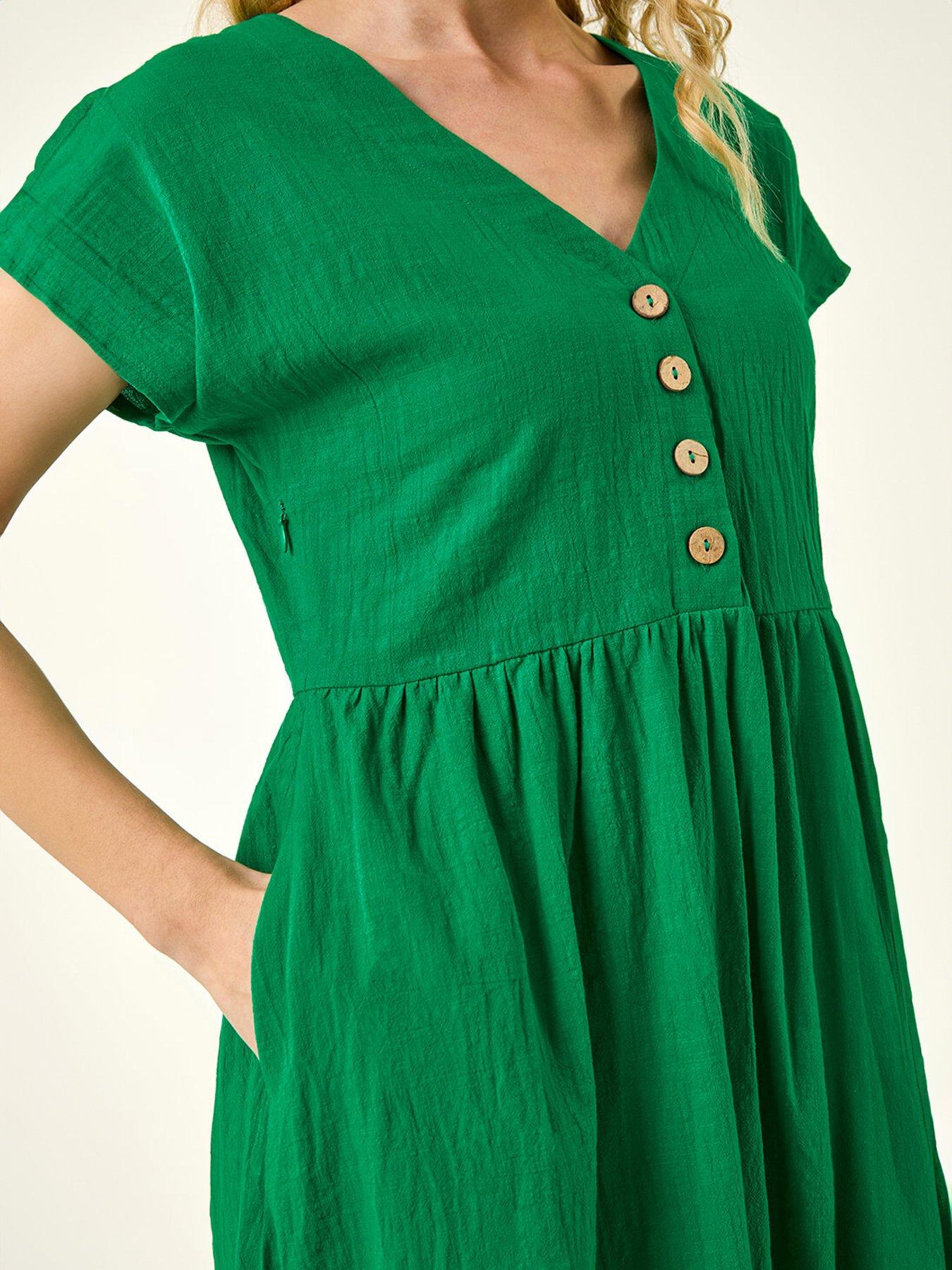  image of roman-linen-look-button-midi-dress