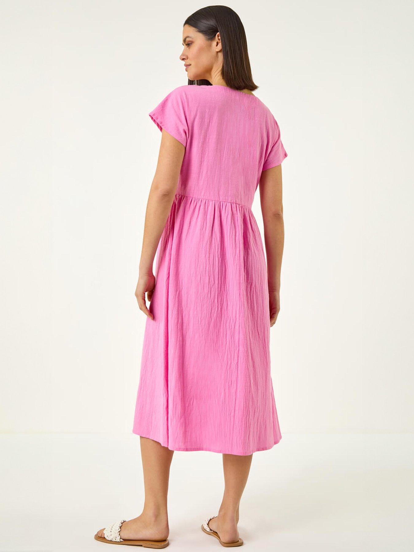  image of roman-linen-look-button-midi-dress