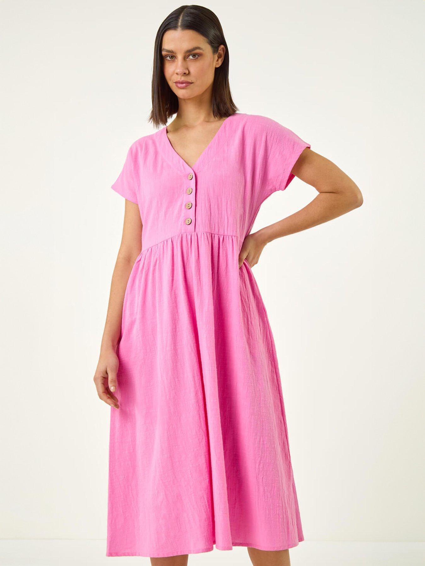  image of roman-linen-look-button-midi-dress