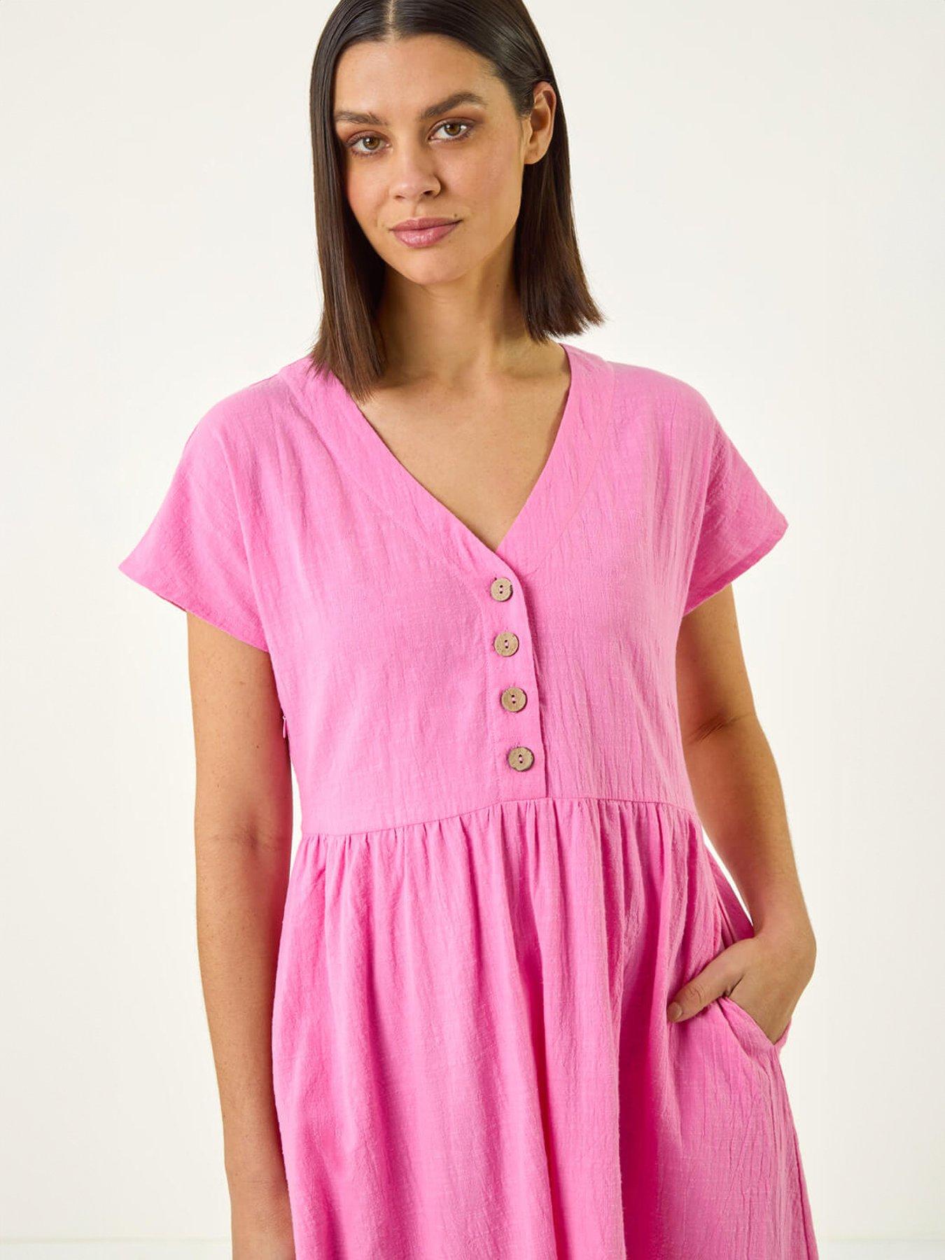  image of roman-linen-look-button-midi-dress