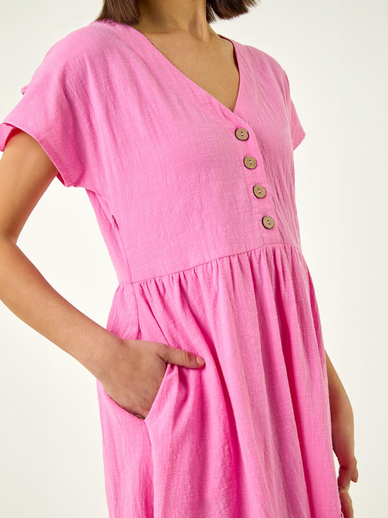  image of roman-linen-look-button-midi-dress