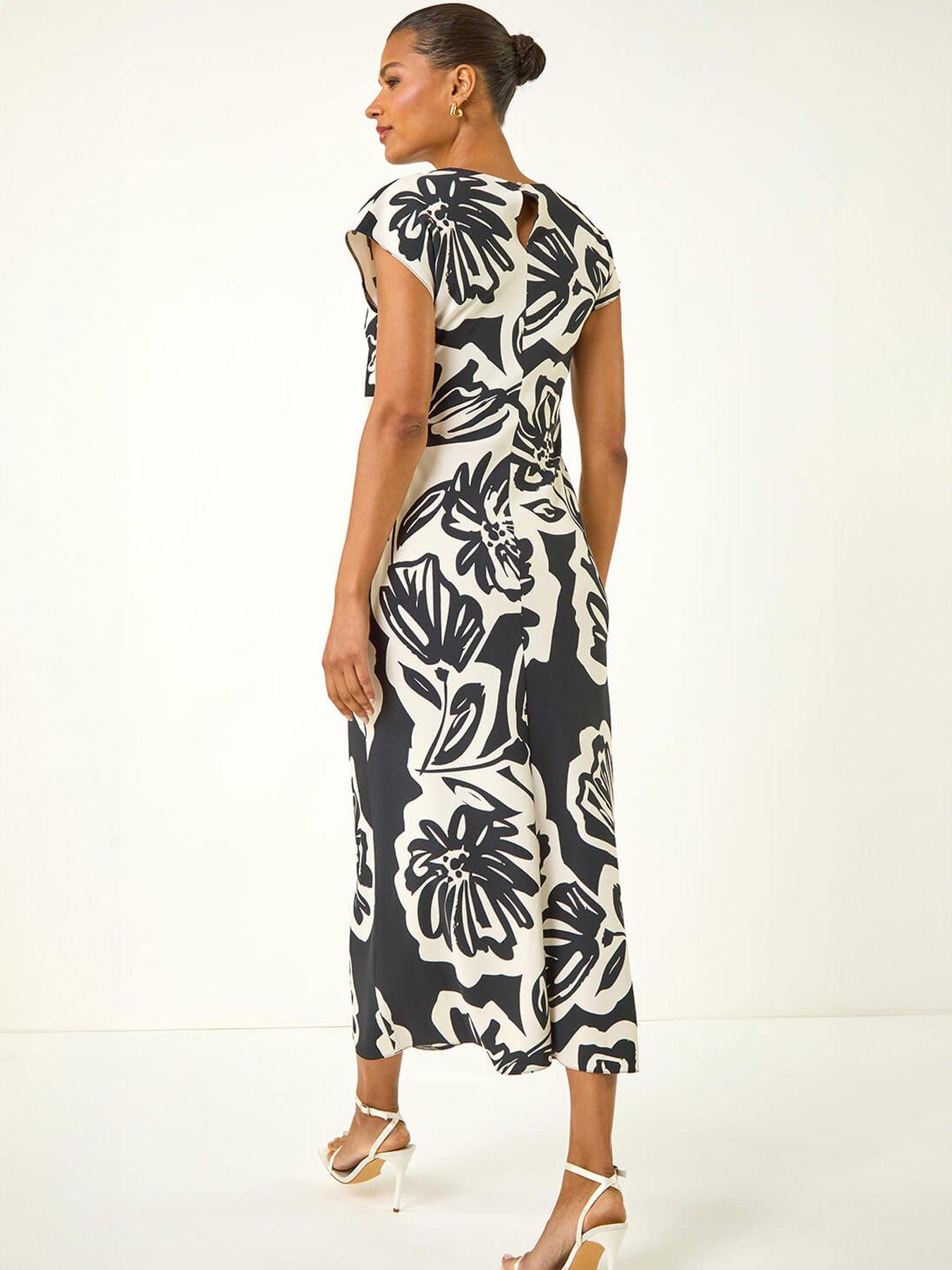Image 2 of 5 of Roman Abstract Printed Gathered Wrap Dress