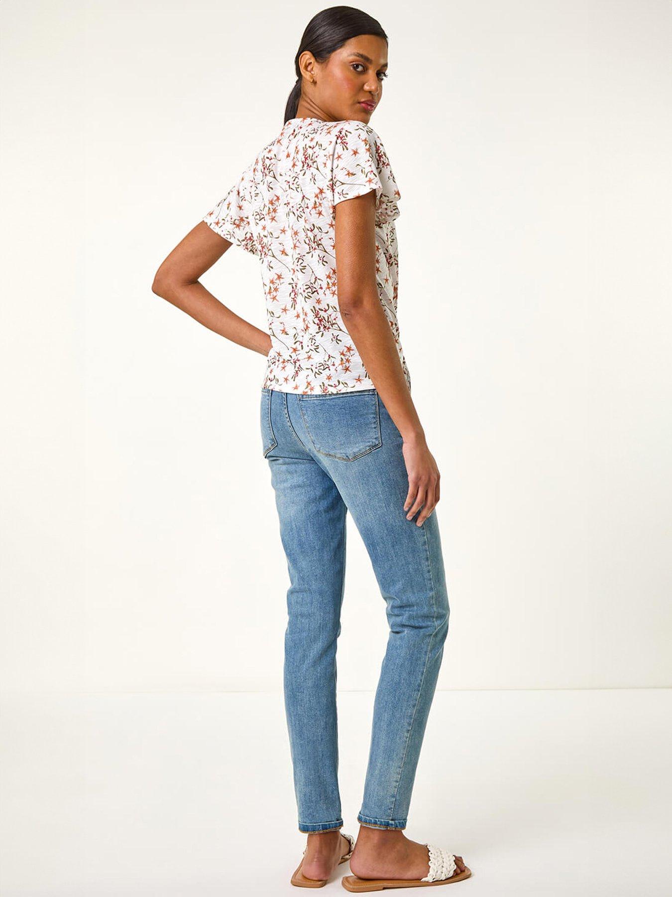 Image 2 of 5 of Roman Floral Print Tie Front Top