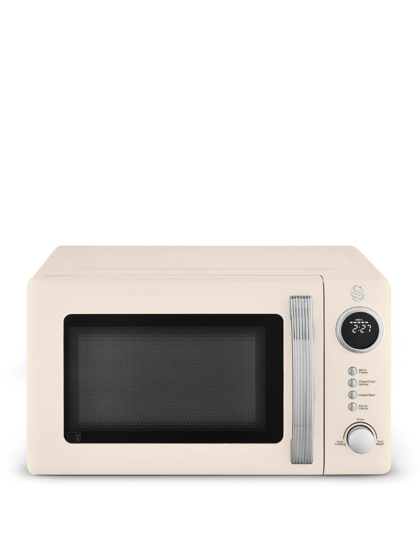Swan Retro 20L Digital Microwave with 5 Power Levels, LED Display, 800W, Cream