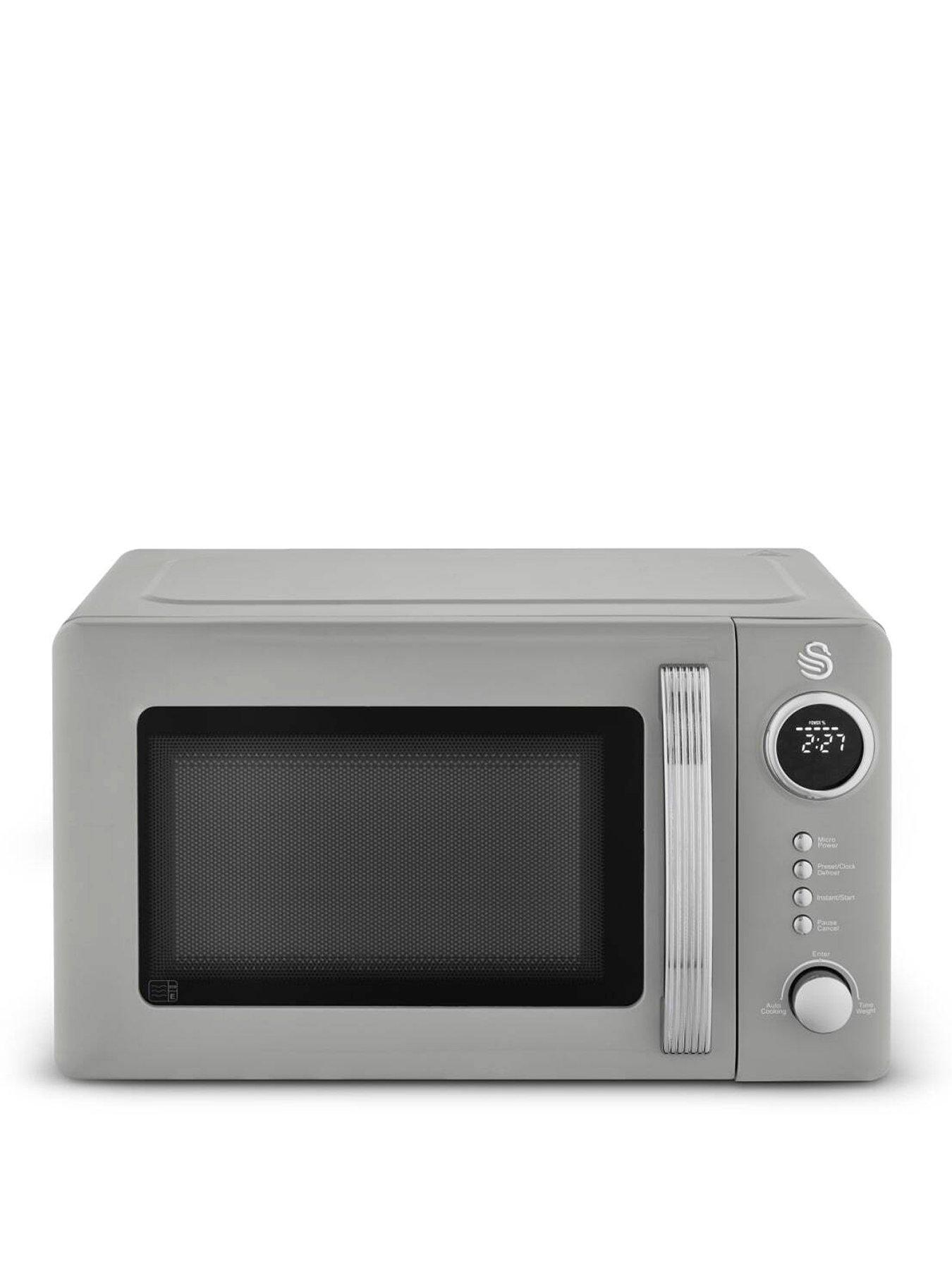 Swan Retro 20L Digital Microwave with 5 Power Levels, LED Display, 800W, Grey