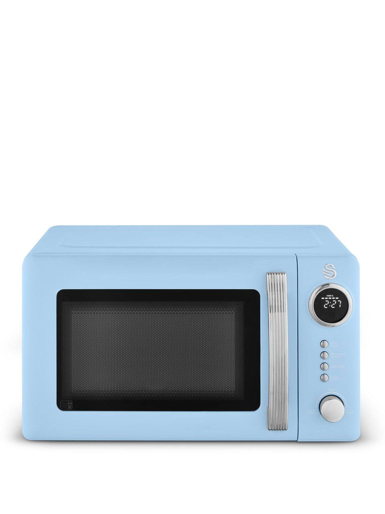 Swan Retro 20L Digital Microwave with 5 Power Levels, LED Display, 800W, Blue
