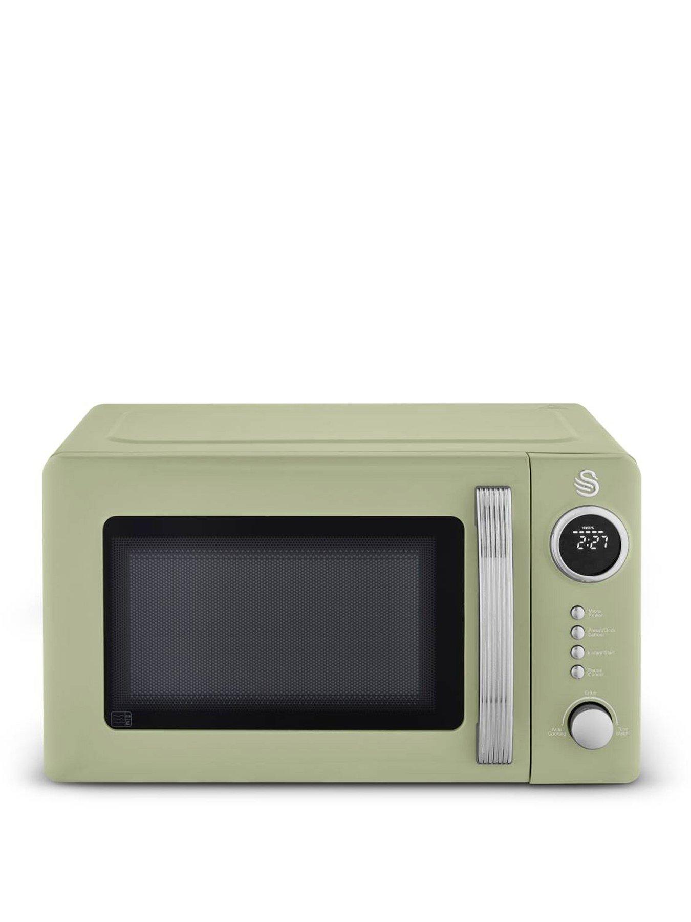 Swan Retro 20L Digital Microwave with 5 Power Levels, LED Display, 800W, Green