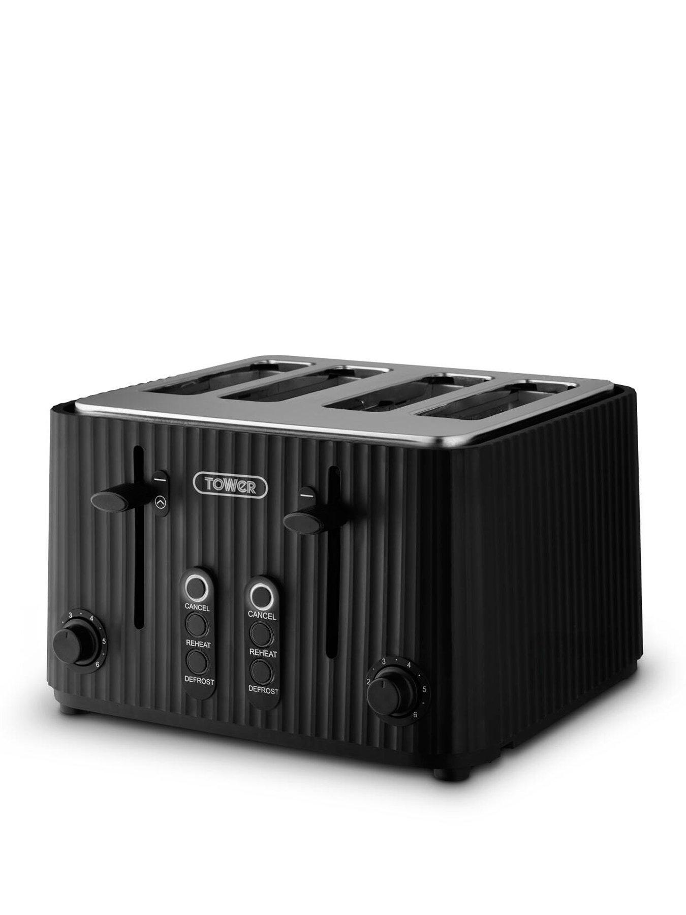 Tower ECOFORM 900W 4 Slice Toaster, Recycled Plastic, Black