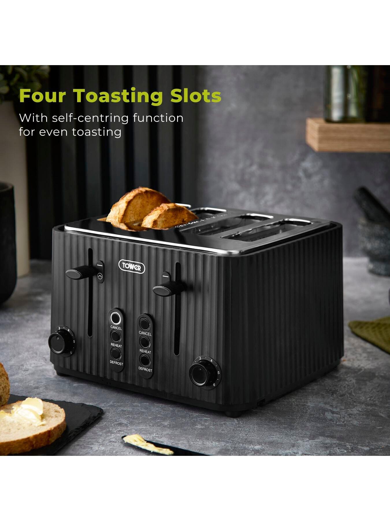 Image 4 of 8 of Tower ECOFORM 900W 4 Slice Toaster, Recycled Plastic, Black