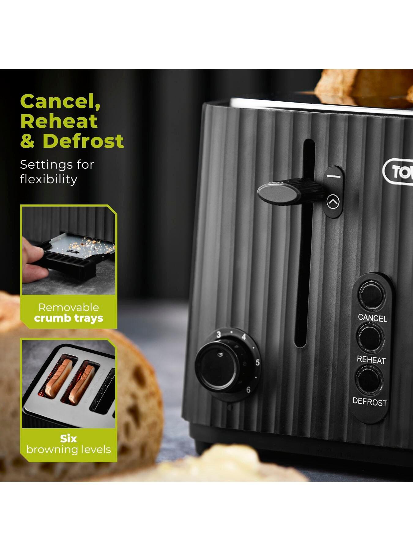 Image 5 of 8 of Tower ECOFORM 900W 4 Slice Toaster, Recycled Plastic, Black