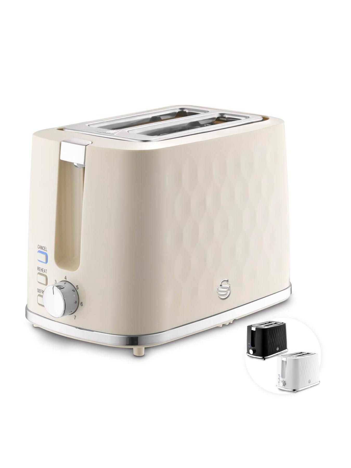 Swan Hexton 2 Slice Toaster, Removable Crumb Tray, Cream