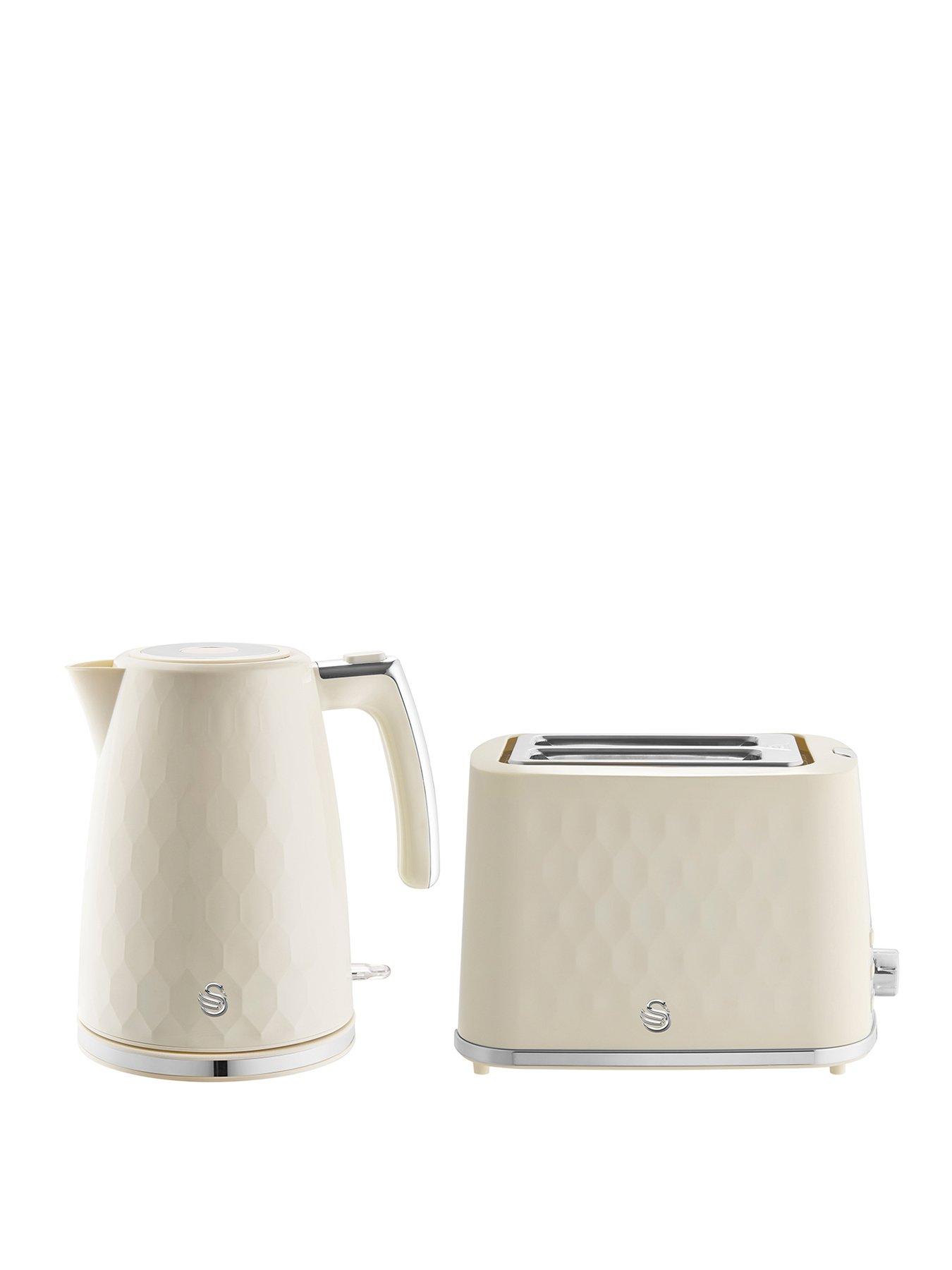 Swan Hexton 1.7L Rapid Boil Kettle & 2 Slice Toaster, Cream