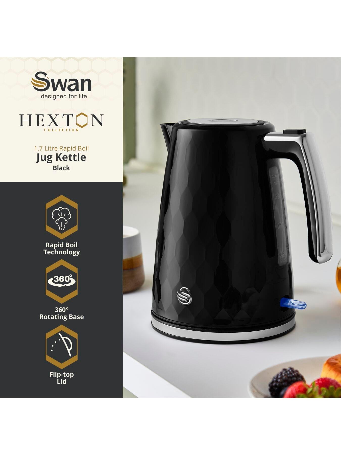  image of swan-hexton-17l-electric-kettle-3kw-rapid-boil-black-and-chrome