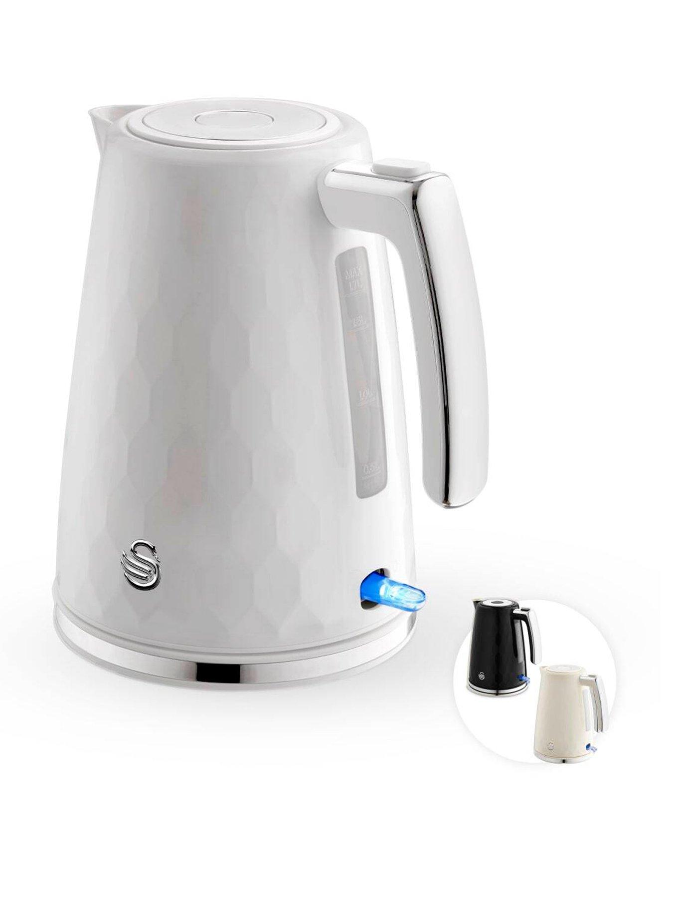 Swan Hexton 1.7L Electric Kettle, 3KW Rapid Boil, White