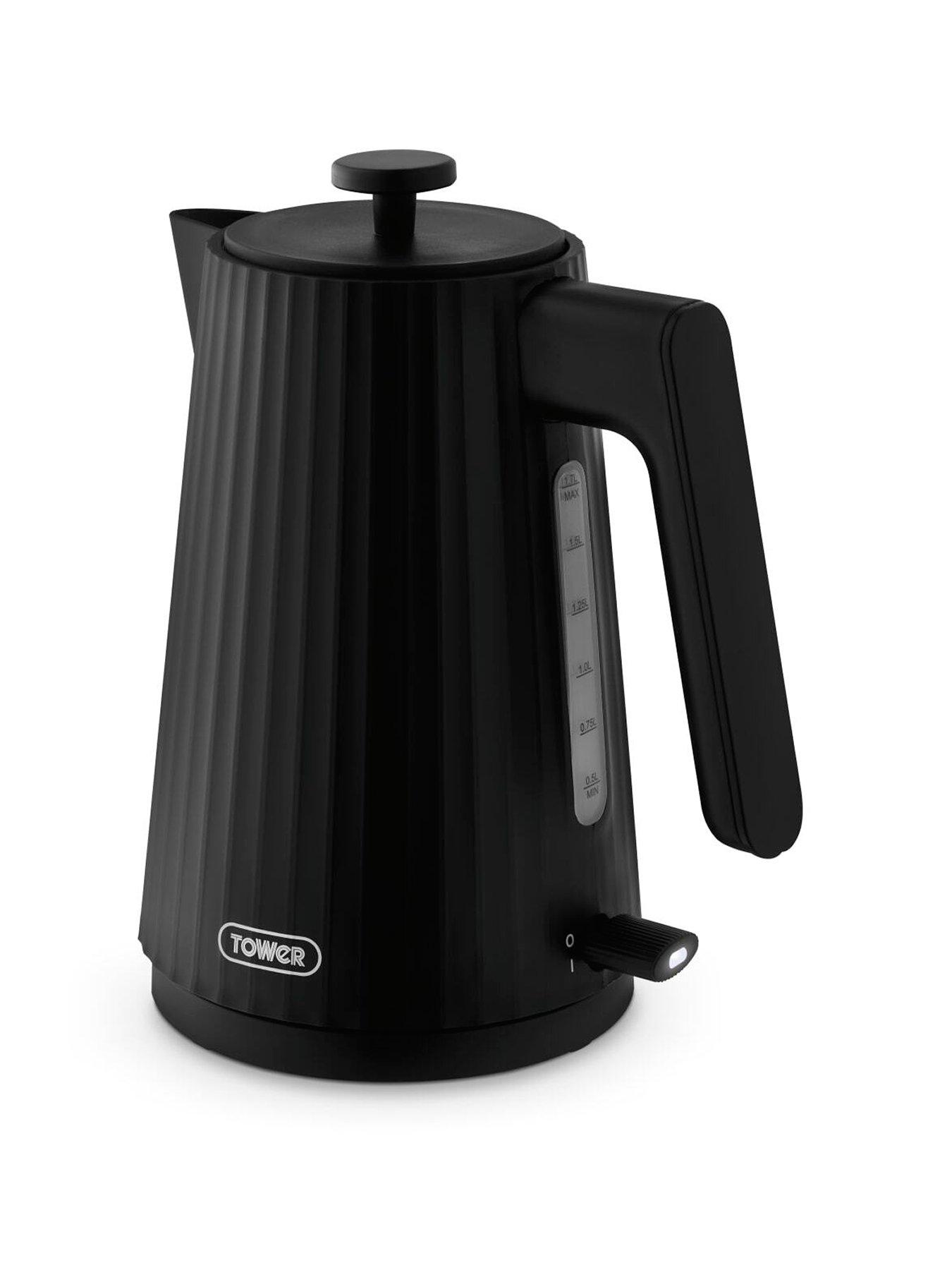 Tower EcoForm 1.7L 3KW Kettle, Rapid Boil, Recycled Plastic, Black