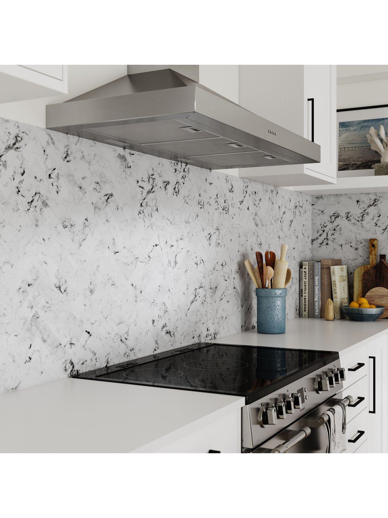 Image 4 of 7 of WilsonArt ALLOY Carrara Marble Herringbone Kitchen Splashback - 3000x750mmx4mm
