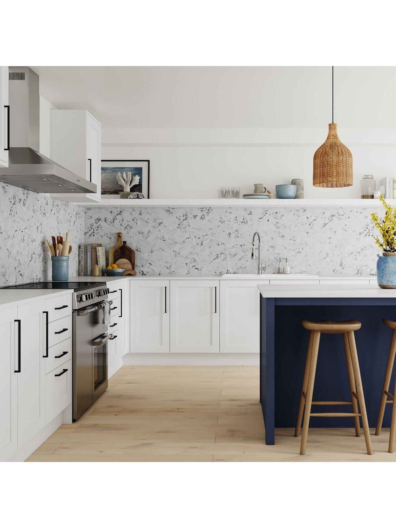 Image 5 of 7 of WilsonArt ALLOY Carrara Marble Herringbone Kitchen Splashback - 3000x750mmx4mm