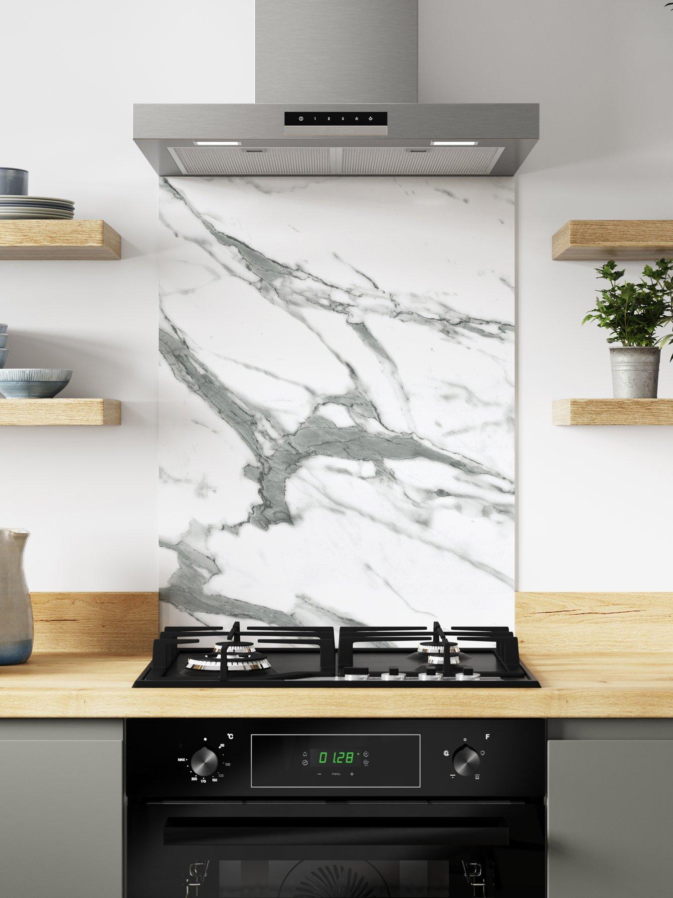 WilsonArt ALLOY White Marble Kitchen Hob Splashback - 600x800mm