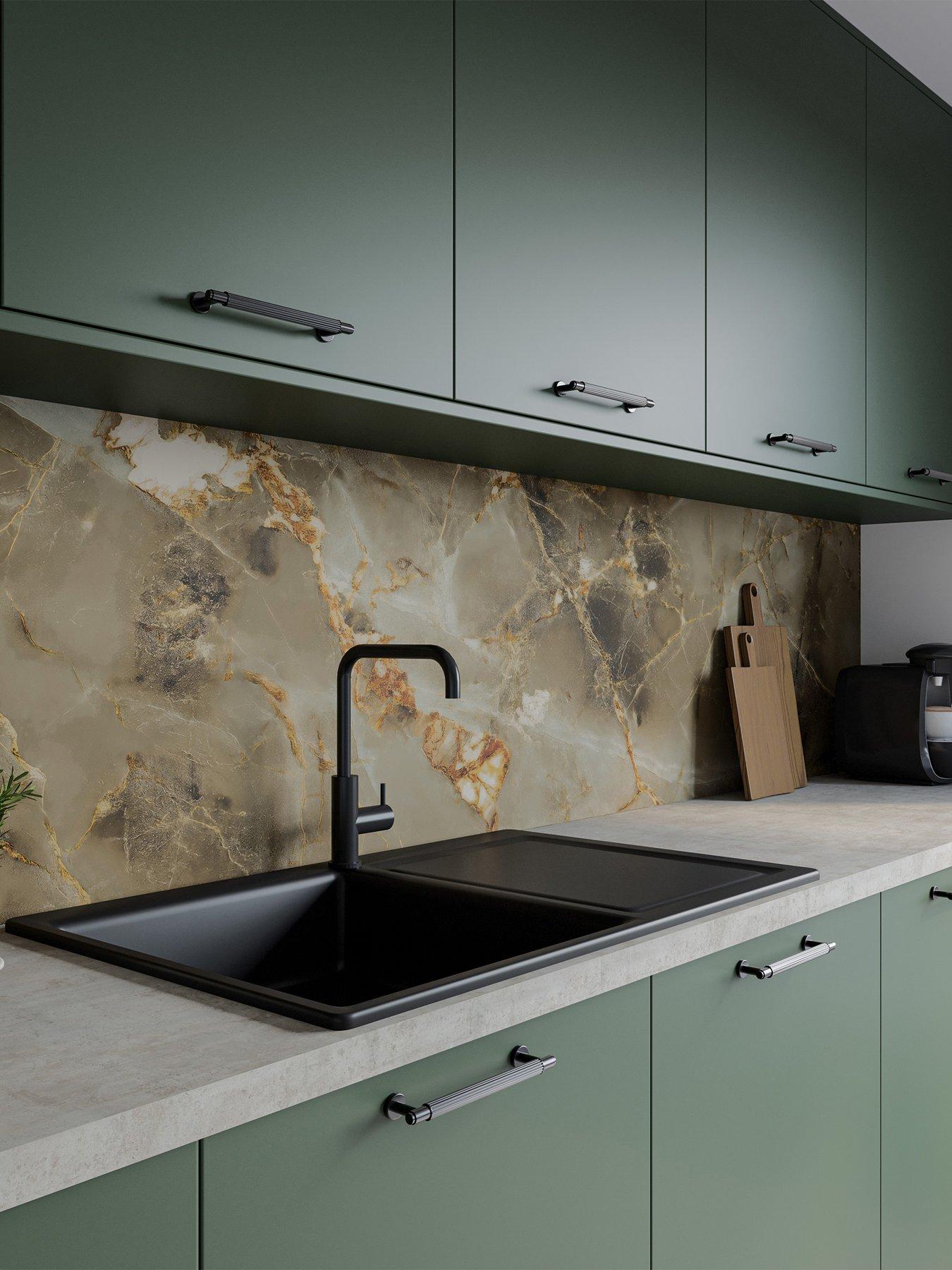 Image 1 of 4 of WilsonArt ALLOY Aurora Gold Kitchen Splashback - 3000x750mmx4mm
