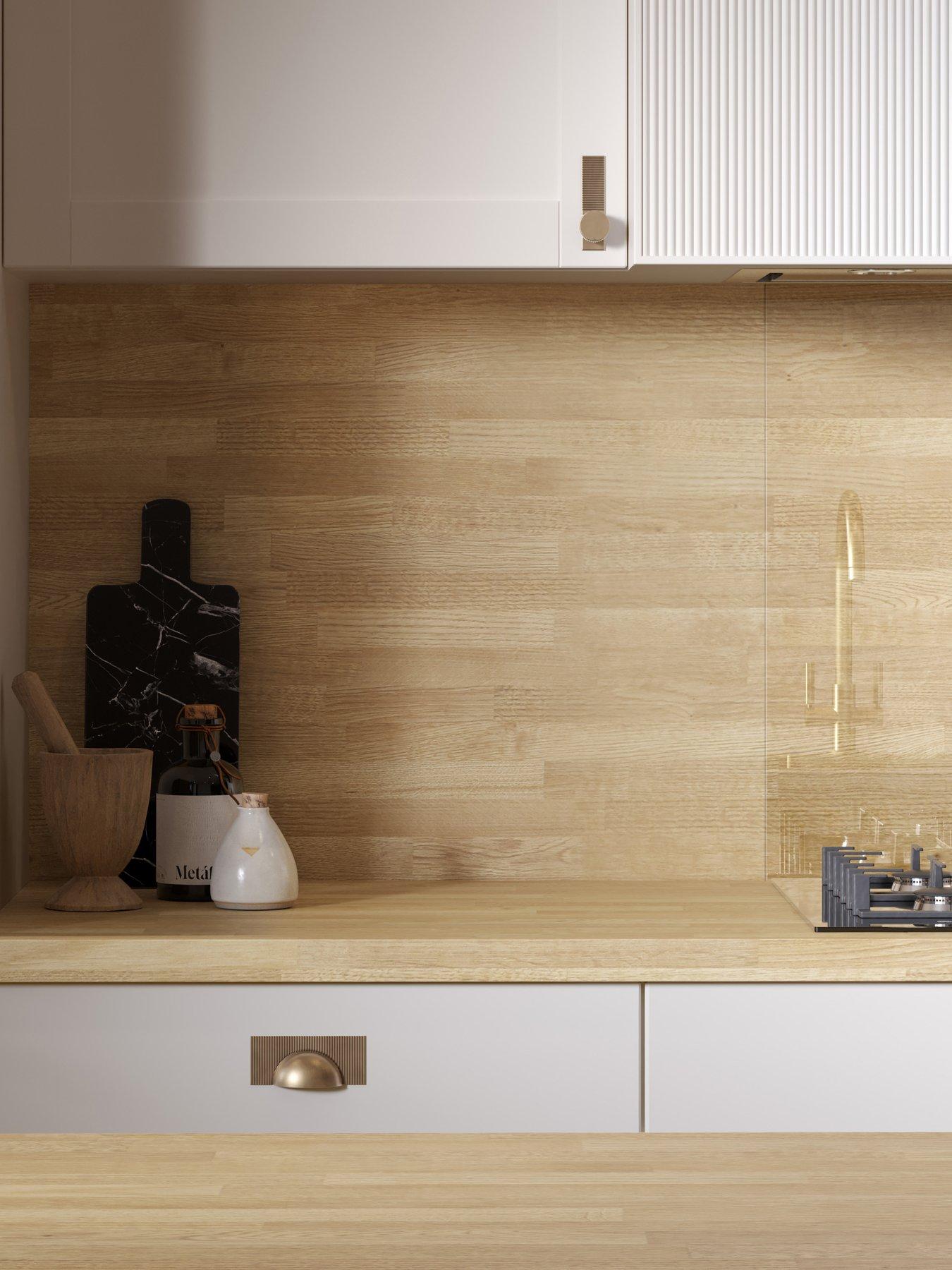 WilsonArt Omega Modern Natural Blocked Oak Square Edge Laminate Kitchen Worktop - 3000 x 620mm x 38mm