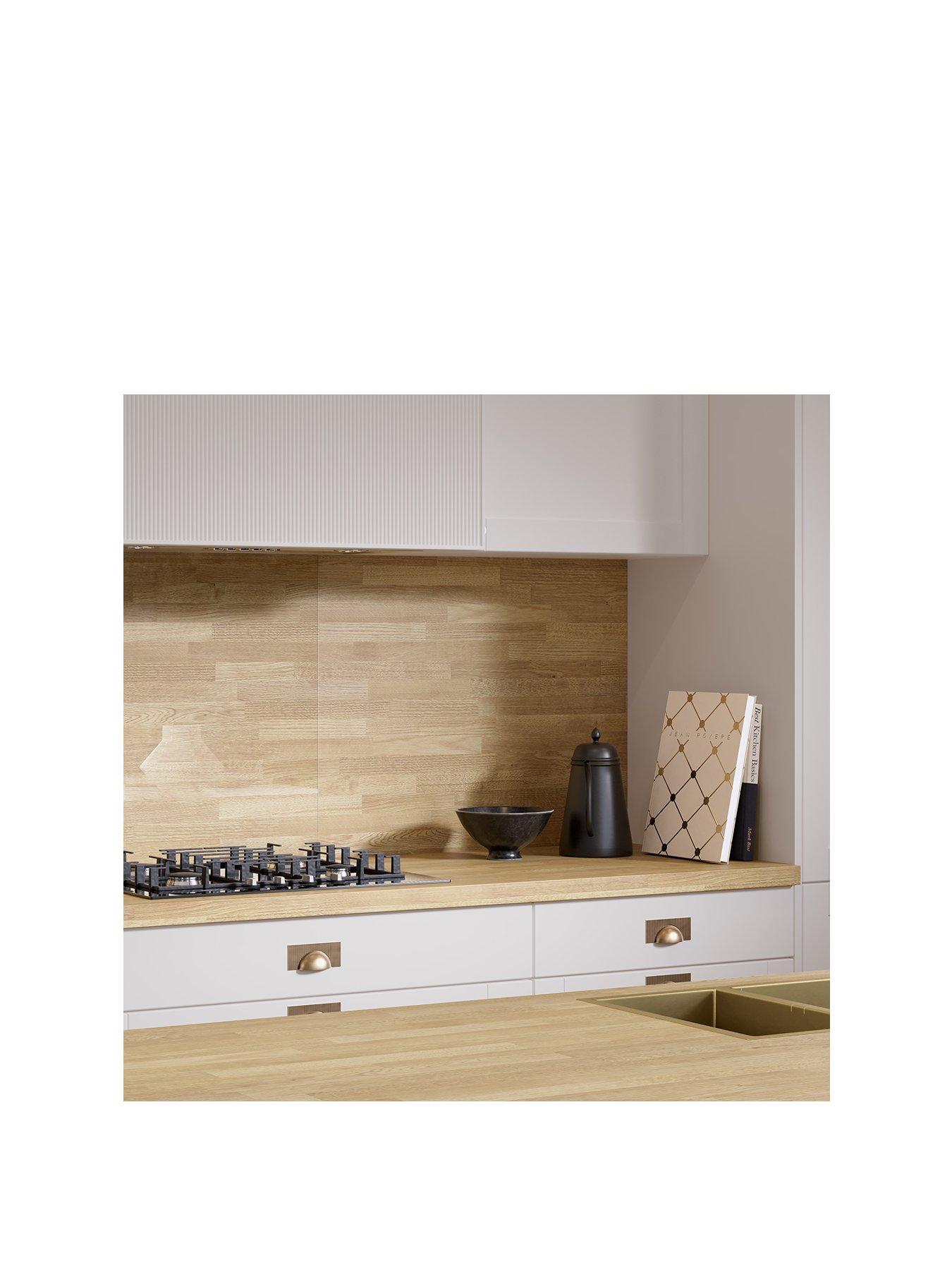 Image 2 of 6 of WilsonArt Omega Modern Natural Blocked Oak Square Edge Laminate Kitchen Worktop - 3000 x 620mm x 38mm