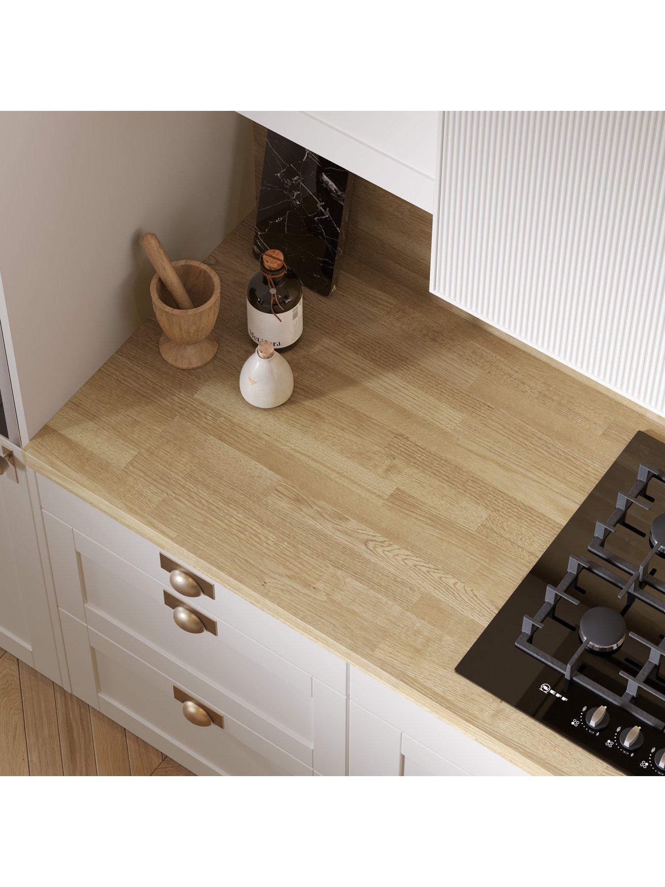 Image 3 of 6 of WilsonArt Omega Modern Natural Blocked Oak Square Edge Laminate Kitchen Worktop - 3000 x 620mm x 38mm