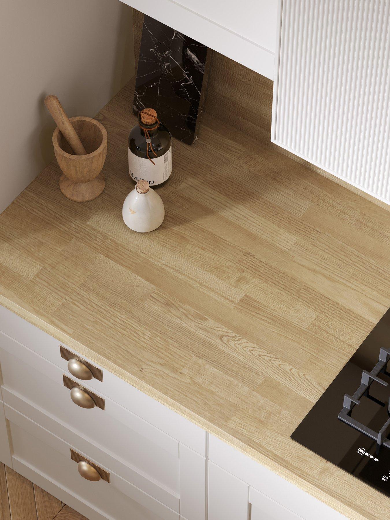 Image 1 of 6 of WilsonArt Omega Modern Natural Blocked Oak Square Edge Laminate Kitchen Worktop - 4100 x 620mm x 38mm