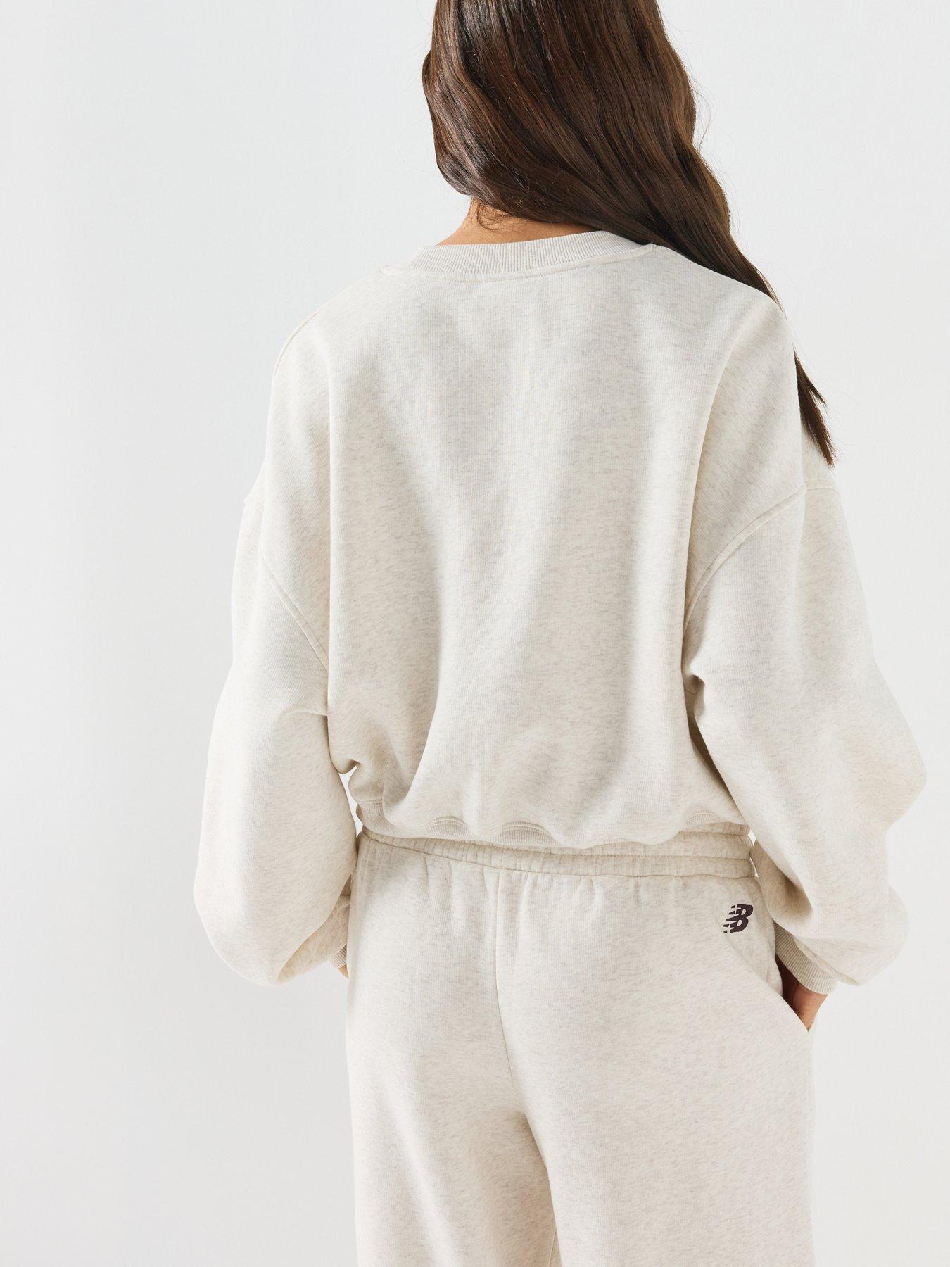 Image 2 of 6 of New Balance Women's Trackside Fleece Crew Neck Sweatshirt - Cream