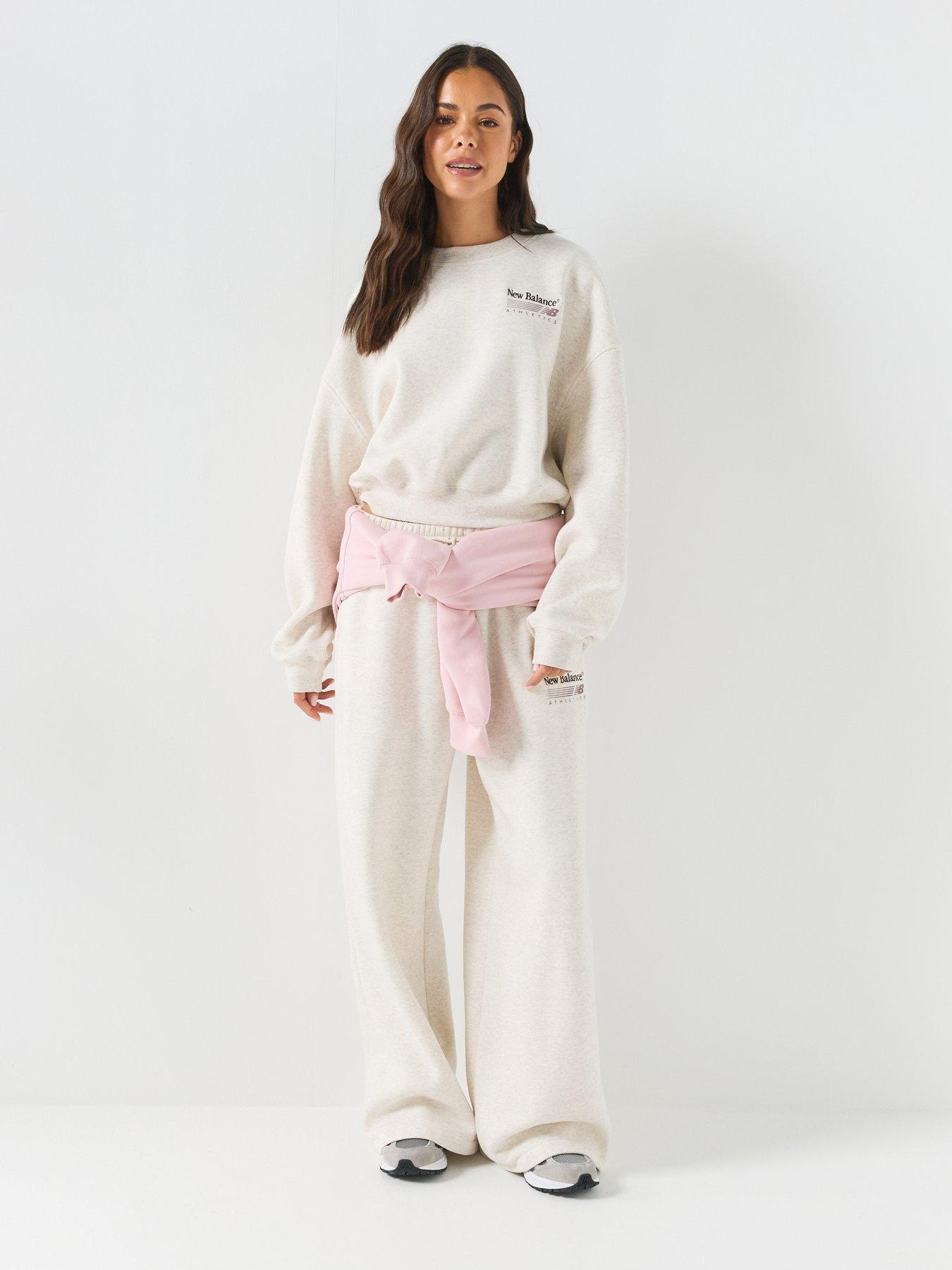 Image 3 of 6 of New Balance Women's Trackside Fleece Crew Neck Sweatshirt - Cream