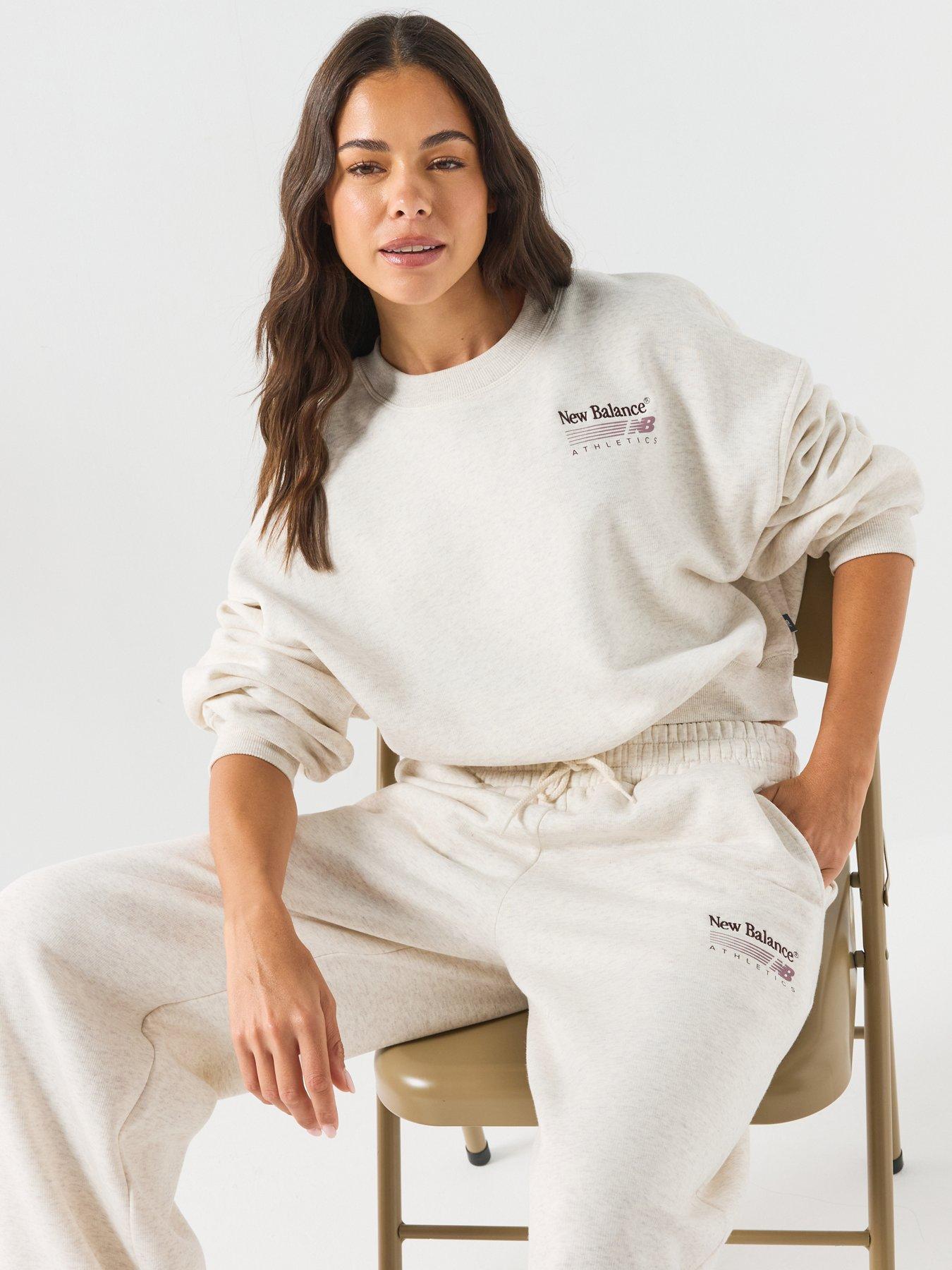 Image 4 of 6 of New Balance Women's Trackside Fleece Crew Neck Sweatshirt - Cream