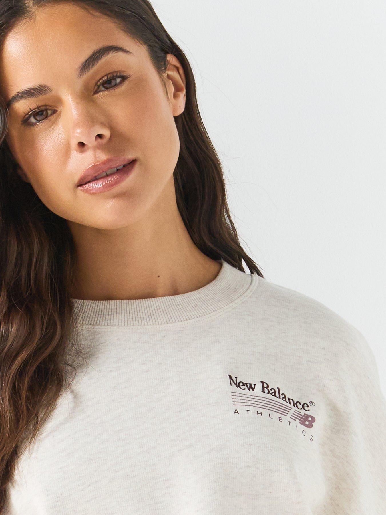 Image 6 of 6 of New Balance Women's Trackside Fleece Crew Neck Sweatshirt - Cream