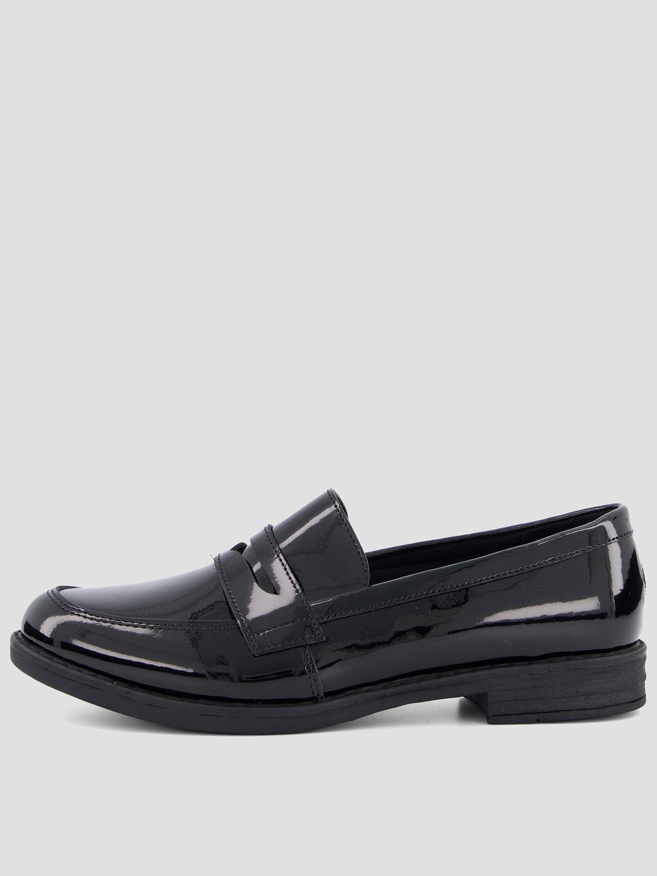 The Very Collection Older Girls' Cindy Patent Penny Loafer School Shoes - Black