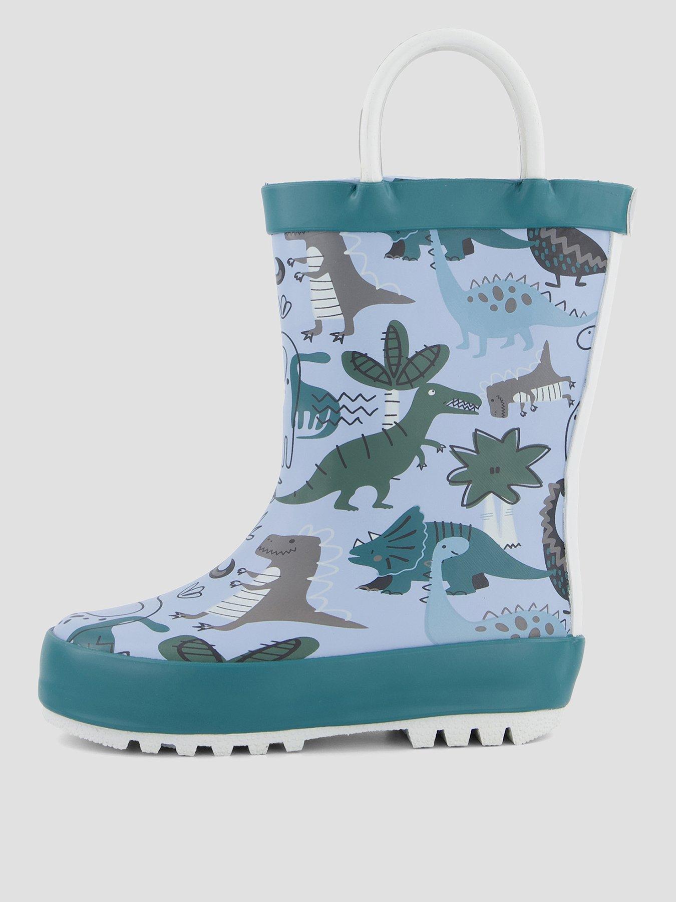 The Very Collection Boys' Dinosaur Pull On Wellington Boots - Multi