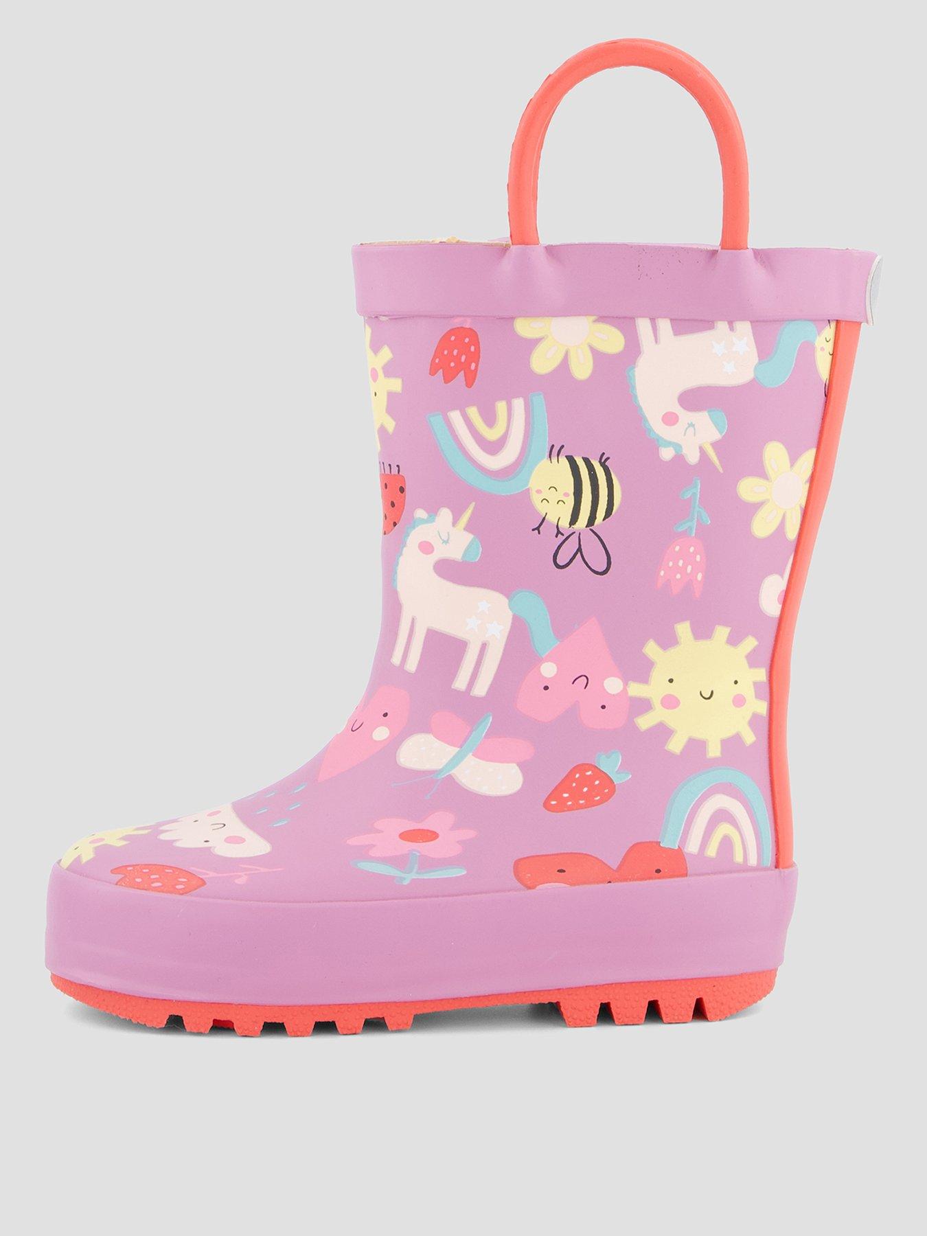 The Very Collection Girls Unicorn Pull On Wellies - Multi
