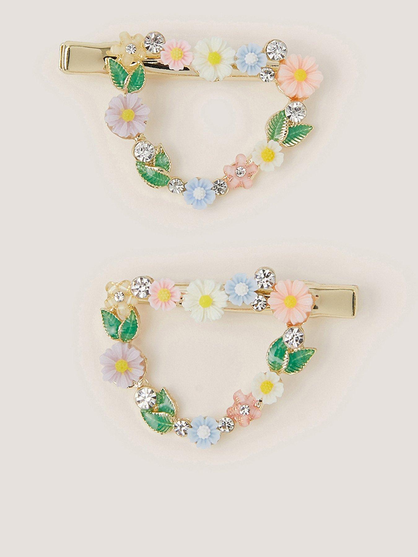 Monsoon Girls 2 Pack Floral Heart Clips - Multi