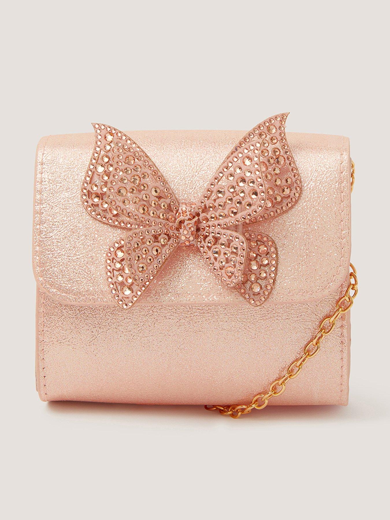 Monsoon Girls Diamante Butterfly Bag - Pink