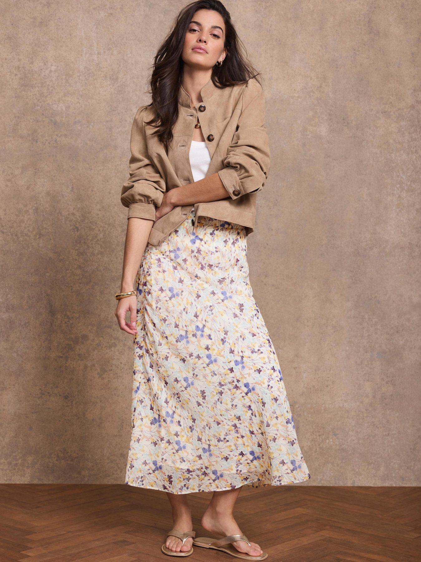 Mint Velvet Blue Floral Print Skirt