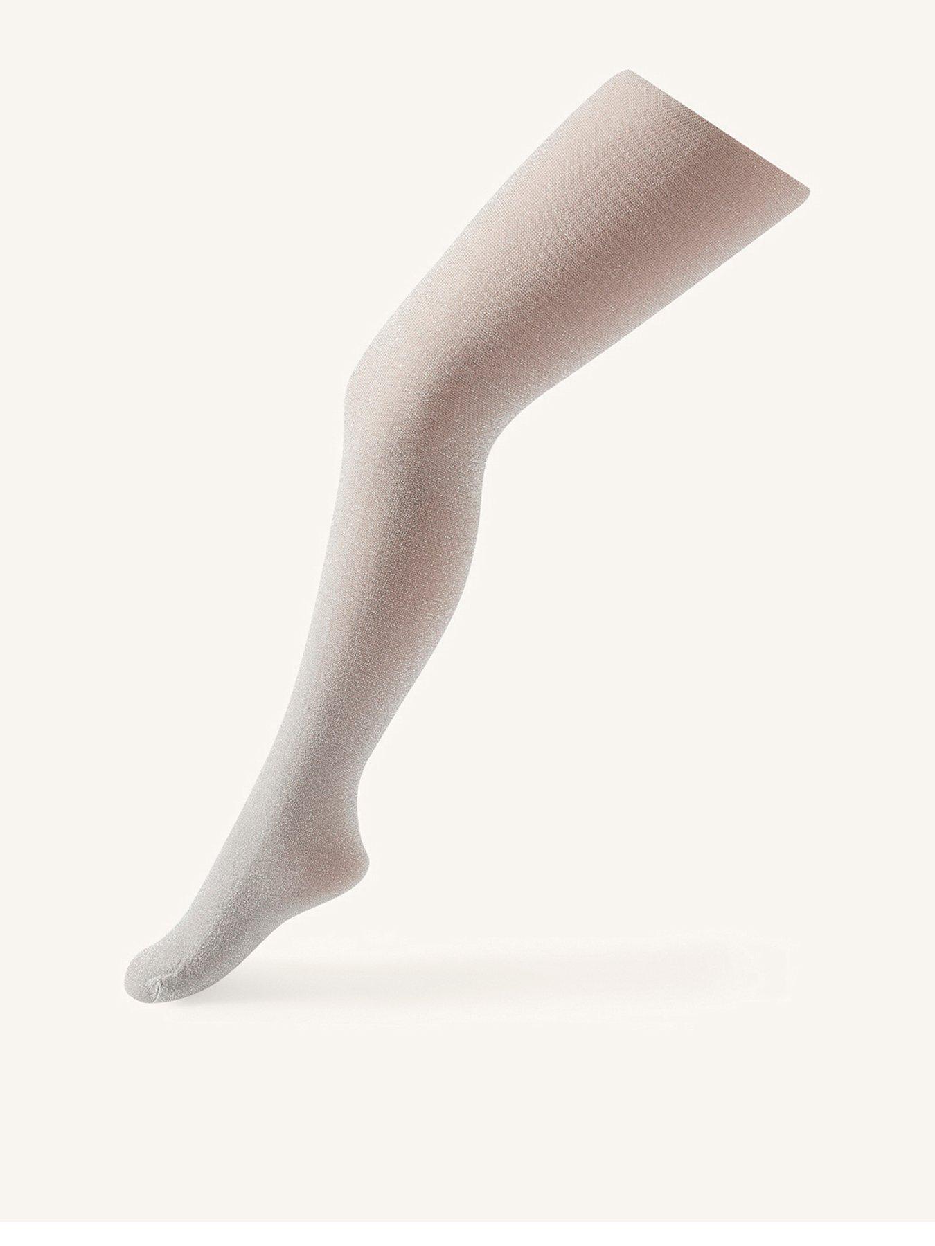 Image 1 of 3 of Monsoon Girls Sparkly Lurex Tights - Silver