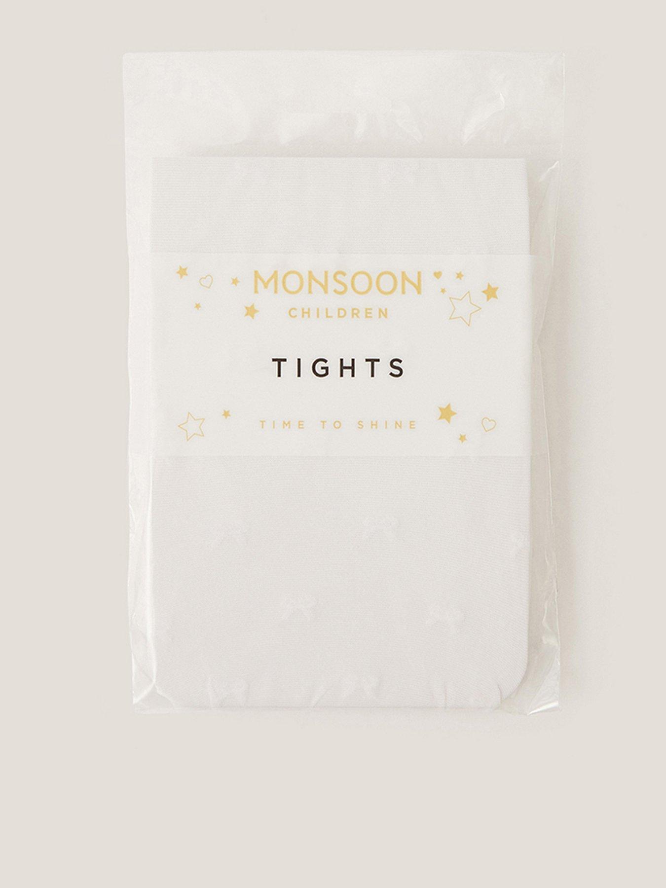 Monsoon Girls Semi Sheer Bow Tights - White
