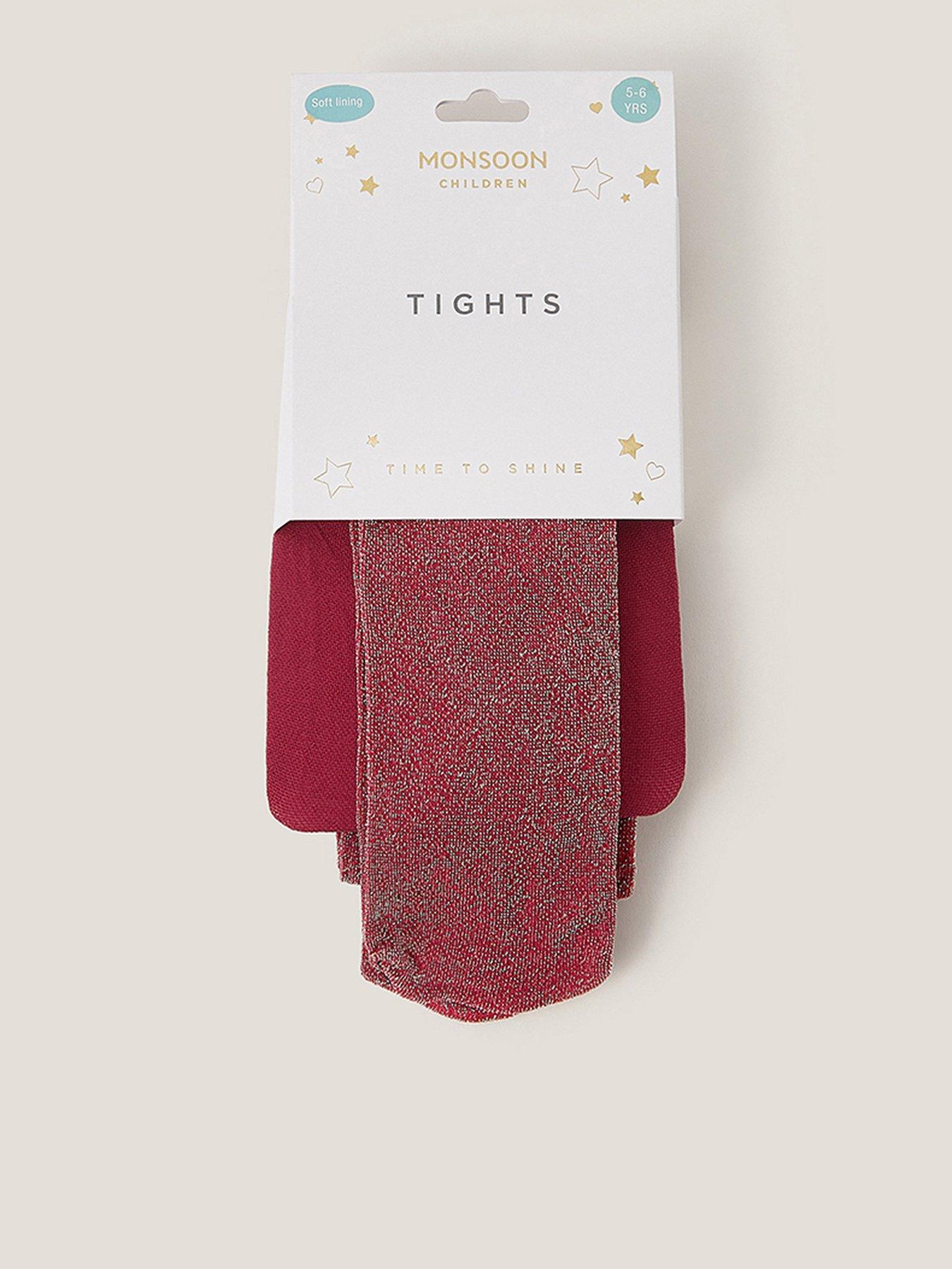 Monsoon Girls Cherry Lurex Tights - Red