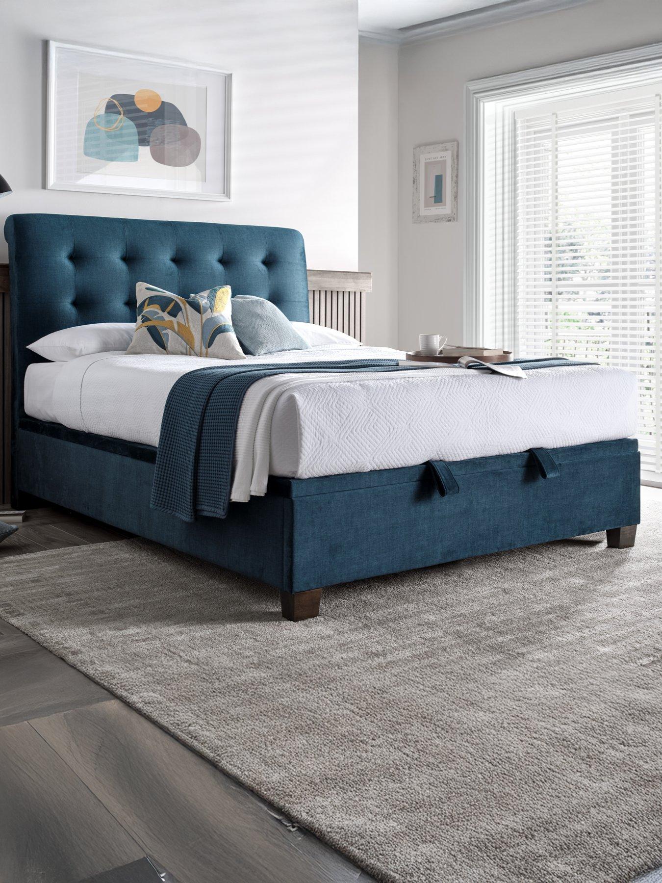 Image 1 of 5 of The Very Collection Faroe End Lift Up Storage Ottoman With Airsprung Mattress Options (Buy &amp; SAVE!) - Blue