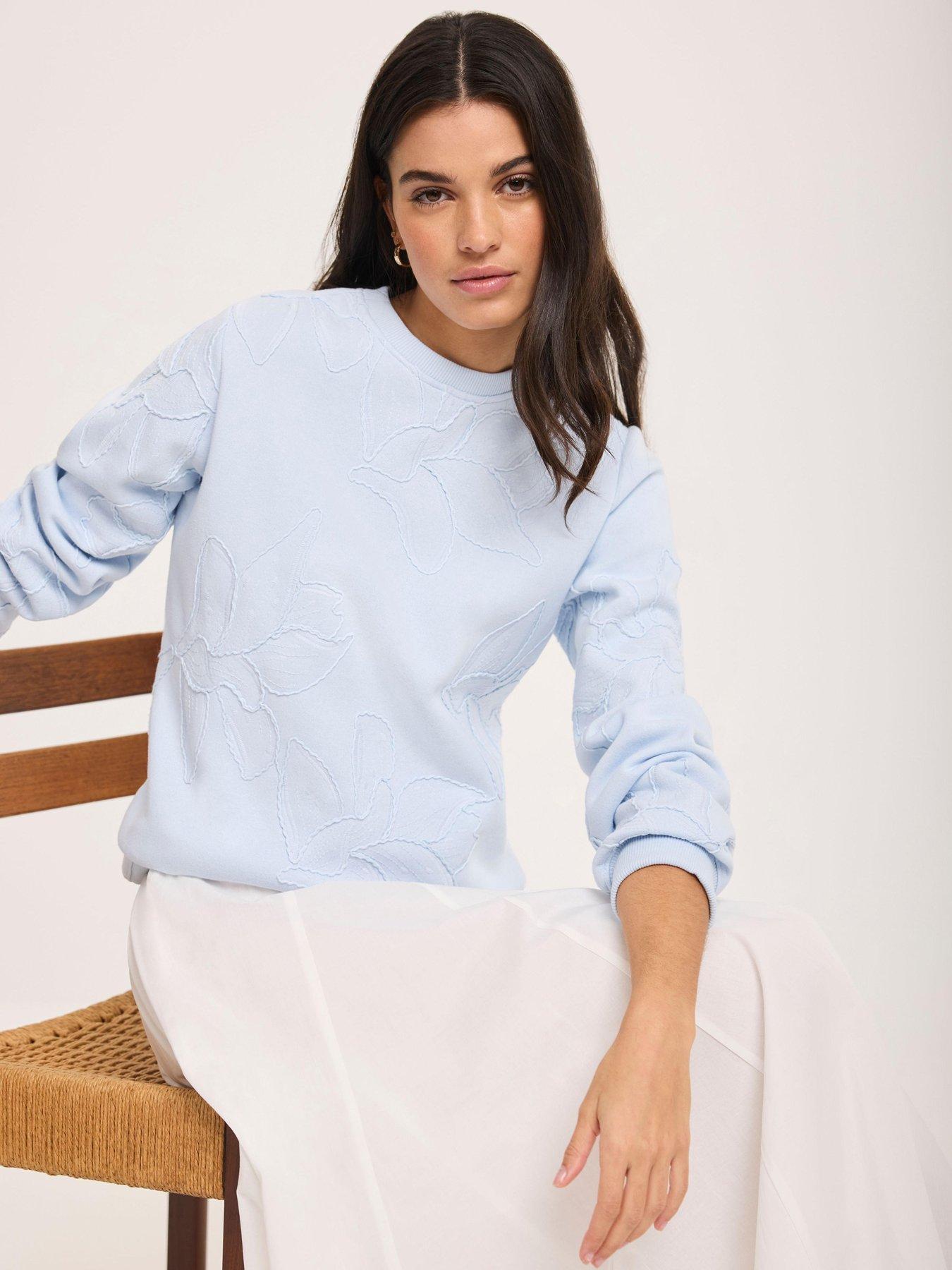 Mint Velvet Embroidered Long Sleeve Sweatshirt - Blue
