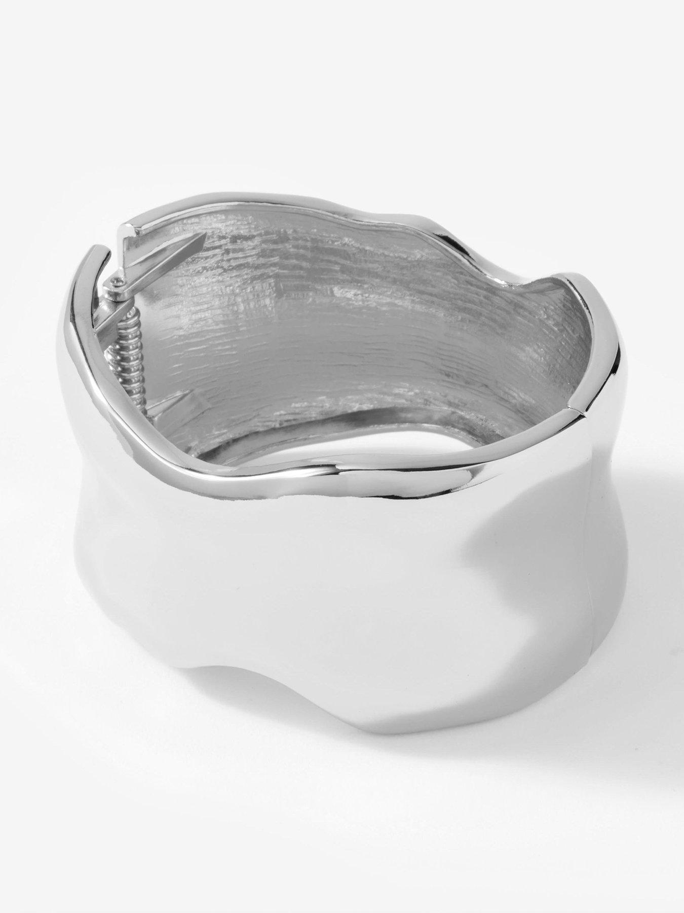 Mint Velvet Clean Wave Bangle - Silver