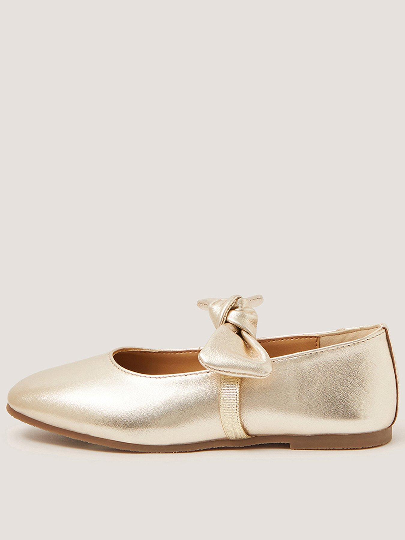 Monsoon Girls Leather Bow Ballerina Shoes - Gold
