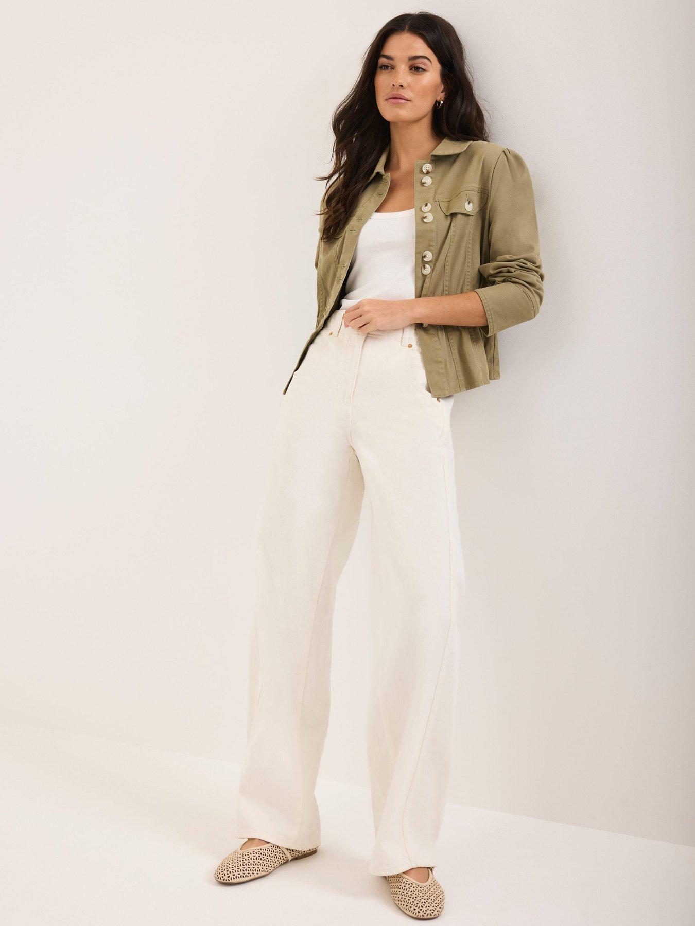 Image 2 of 6 of Mint Velvet Relaxed Wide Jean - Ivory